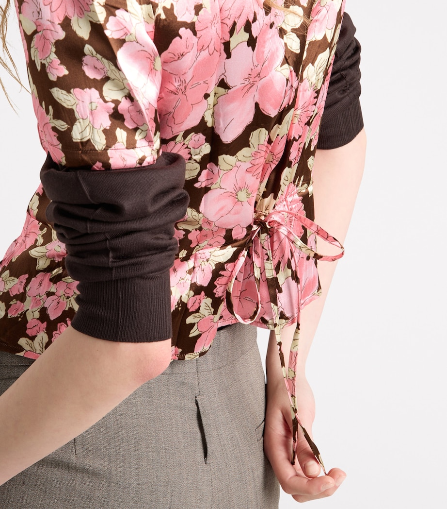 Satin Floral Print Shirt F0192 Image 4