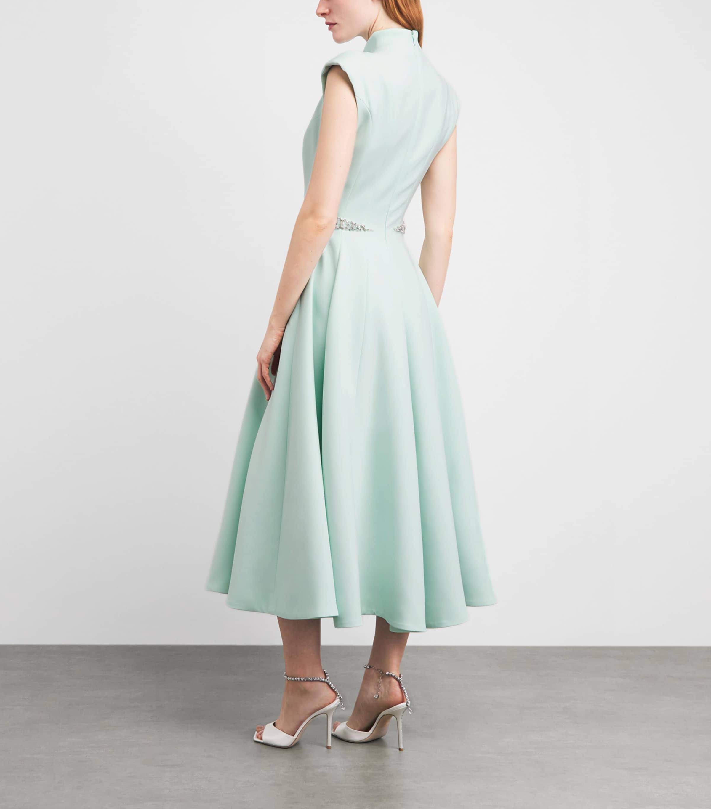 SABINA BILENKO Womens Crepe Erica Midi Dress Mint Image 4