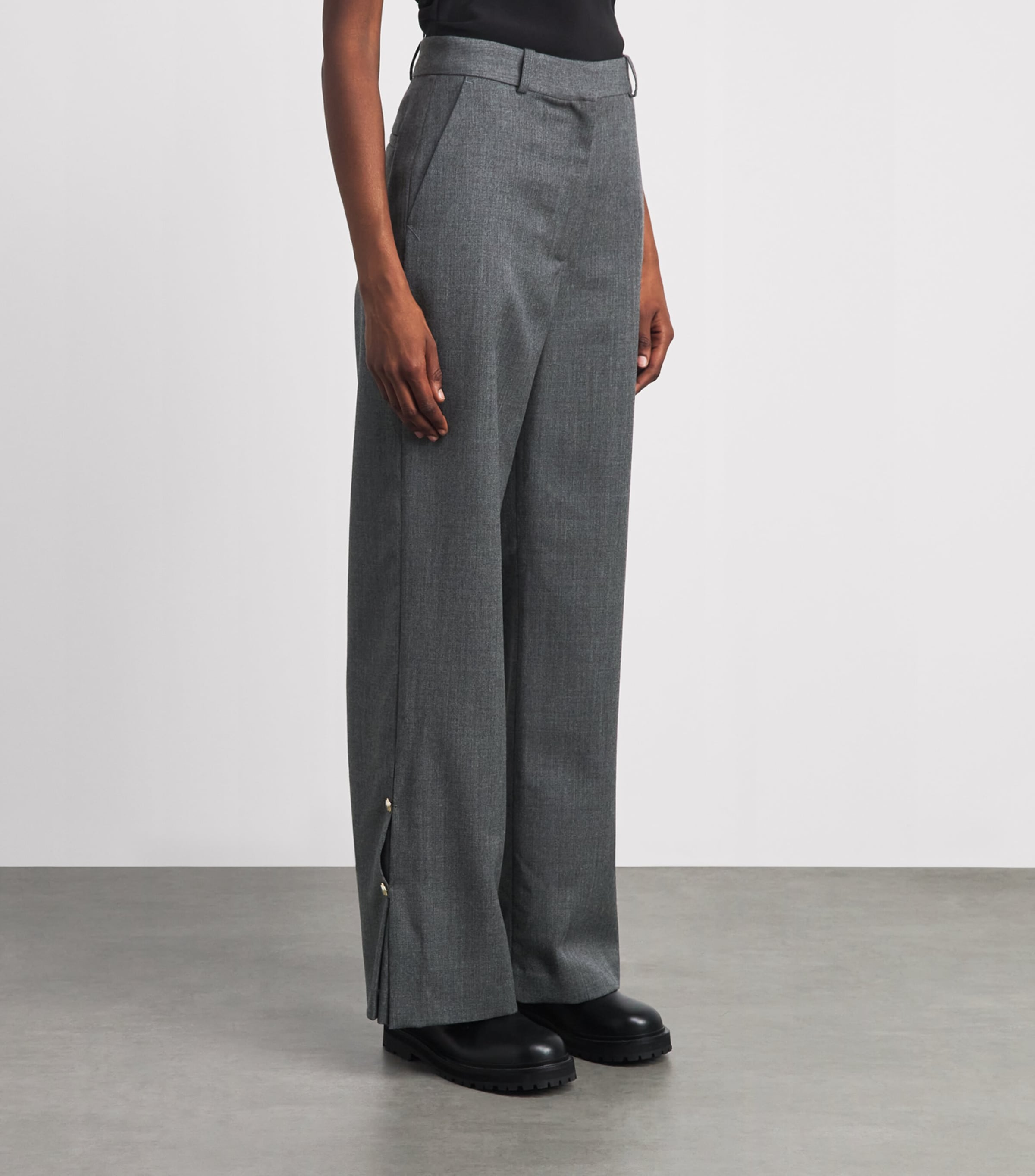 Claudie Pierlot Womens Virgin Wool Trousers Mottled Grey Image 4