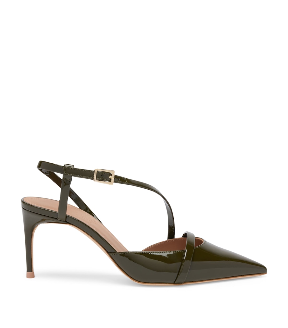 Malone Souliers Patent Leather Valeria Slingback Pumps 70 Olive Image 1