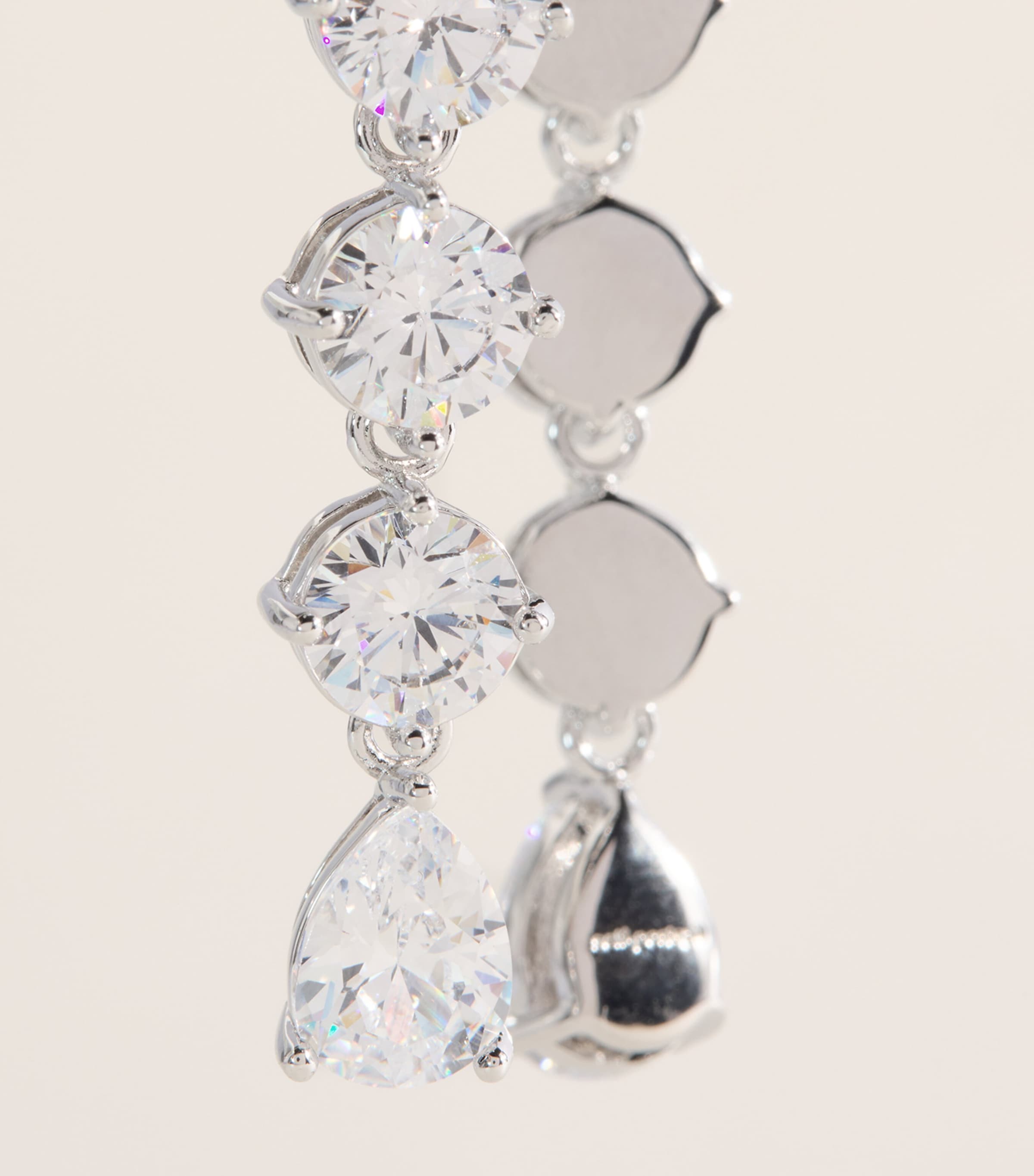 Self-Portrait Crystal-Embellished Floral Drop Earrings Silver Image 5