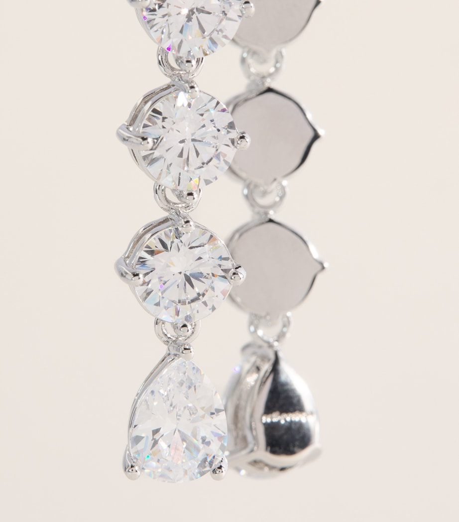 Self-Portrait Crystal-Embellished Floral Drop Earrings Silver Image 5
