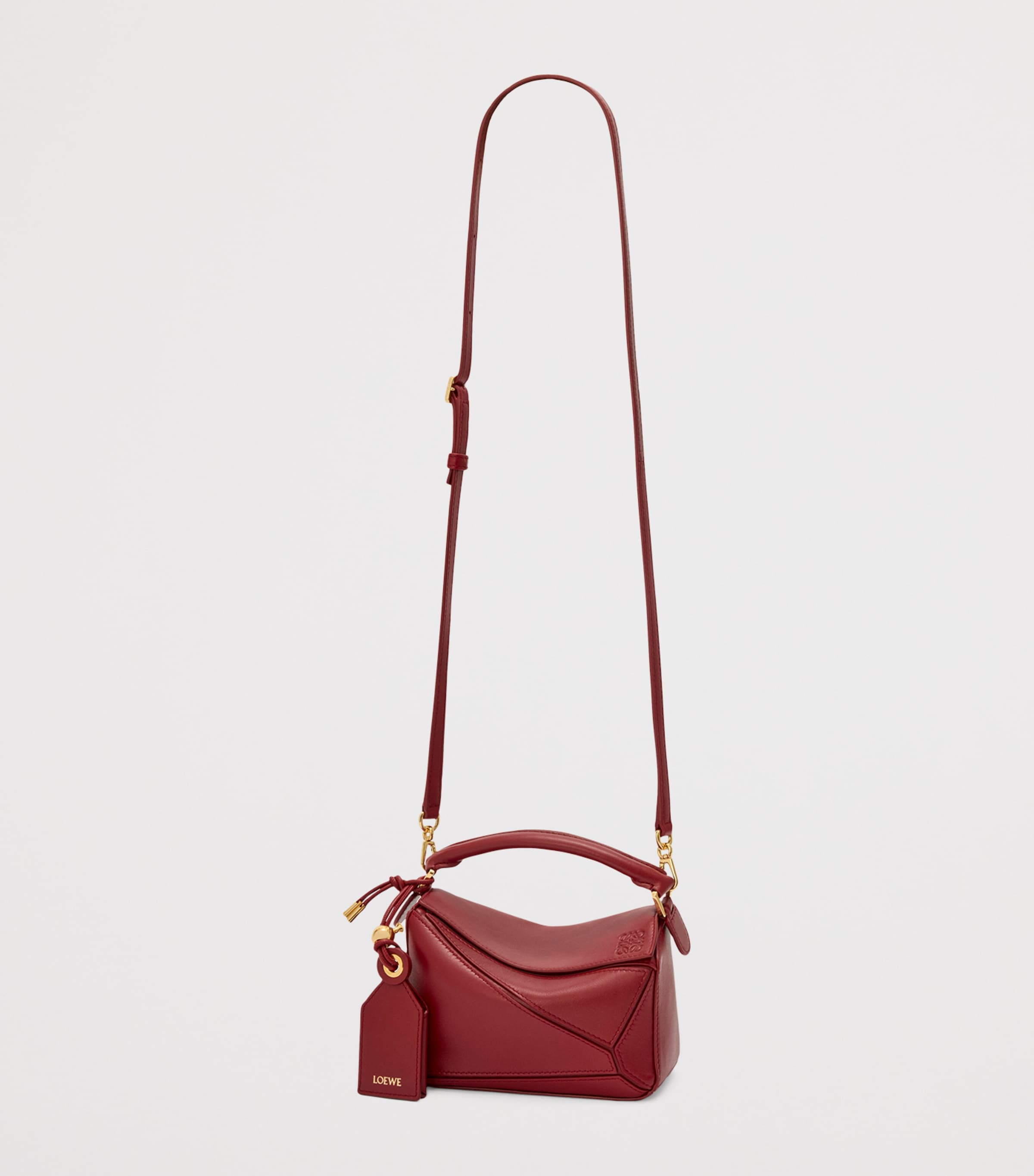 x Paula's Ibiza Mini Lambskin Puzzle Top-Handle Bag BURNT RED Image 7