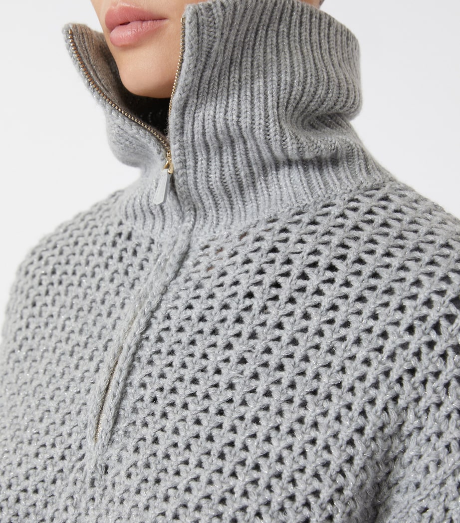 Wool-Blend Half-Zip Sweater LIGHT GREY Image 5