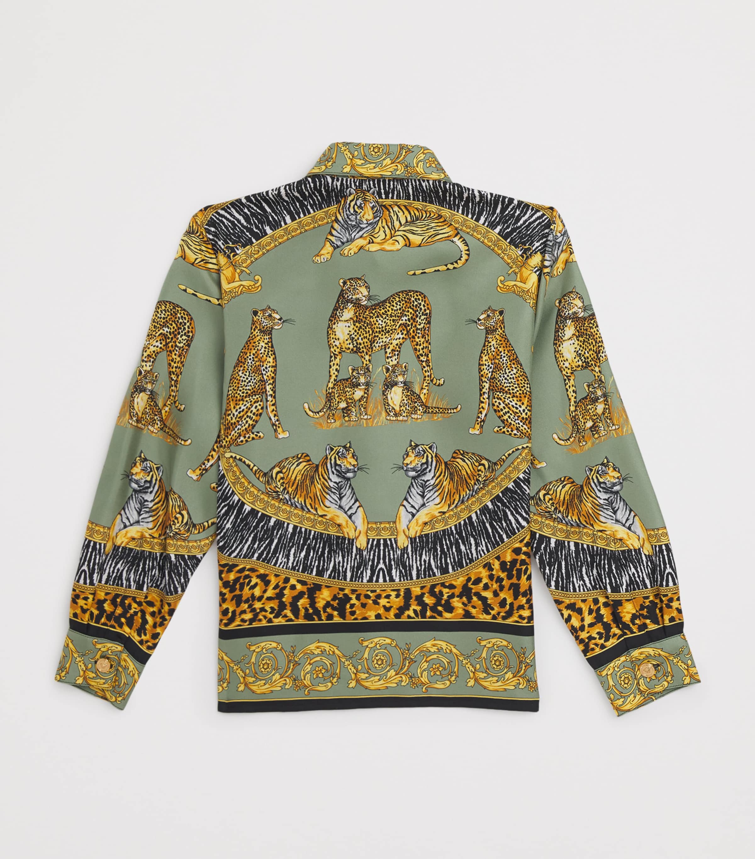 Silk Twill Wild Cats Shirt (6-14 Years) 5GC40SGE GREEN+BLACK Image 2