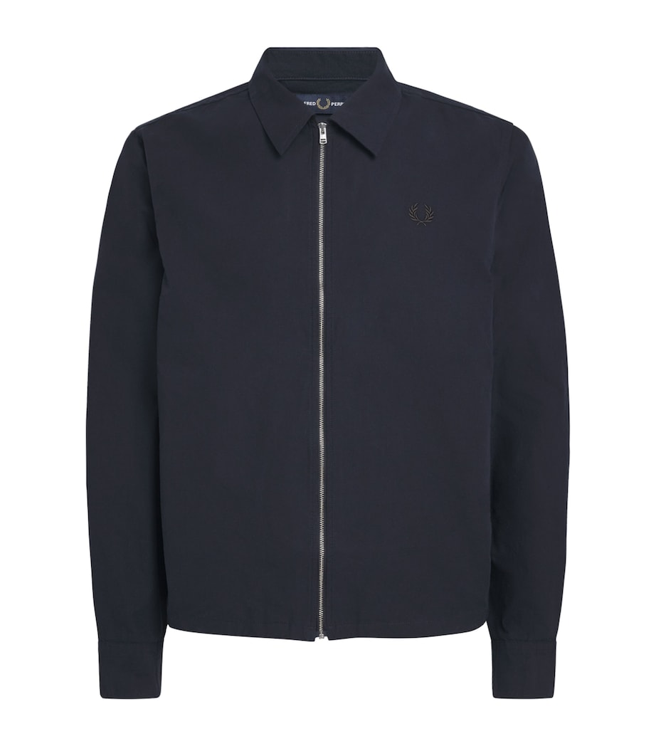 Fred Perry Mens Zip-Up Overshirt Navy Image 1