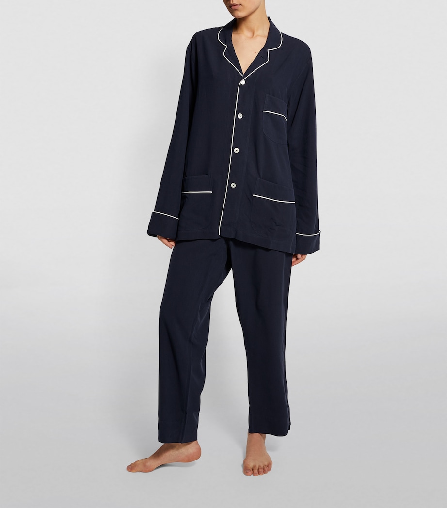 Silk Laurent Pyjama Set NAVY Image 5
