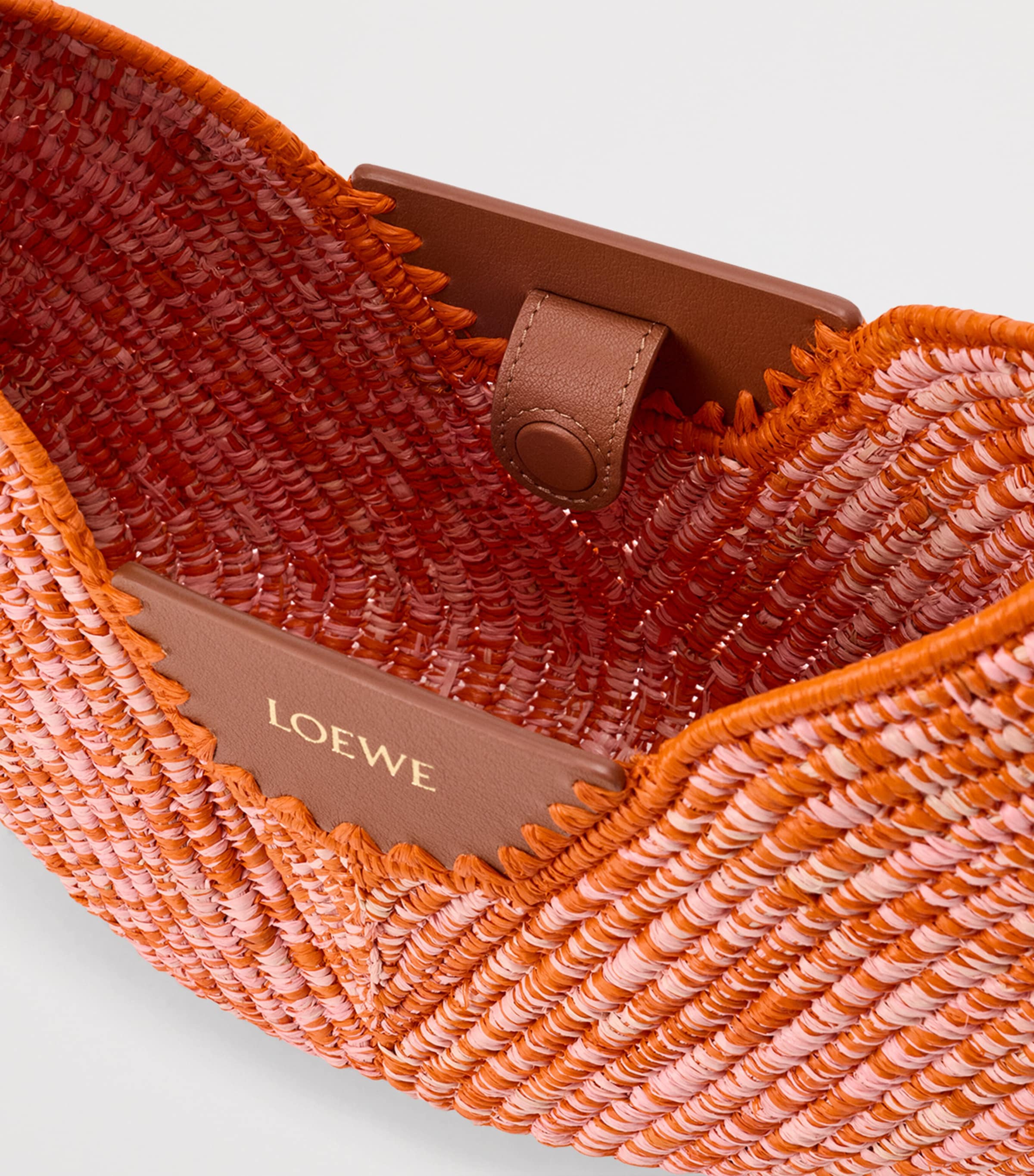 LOEWE x Paula's Ibiza Medium Raffia Swing Shoulder Bag Bright Orange/pink Image 7