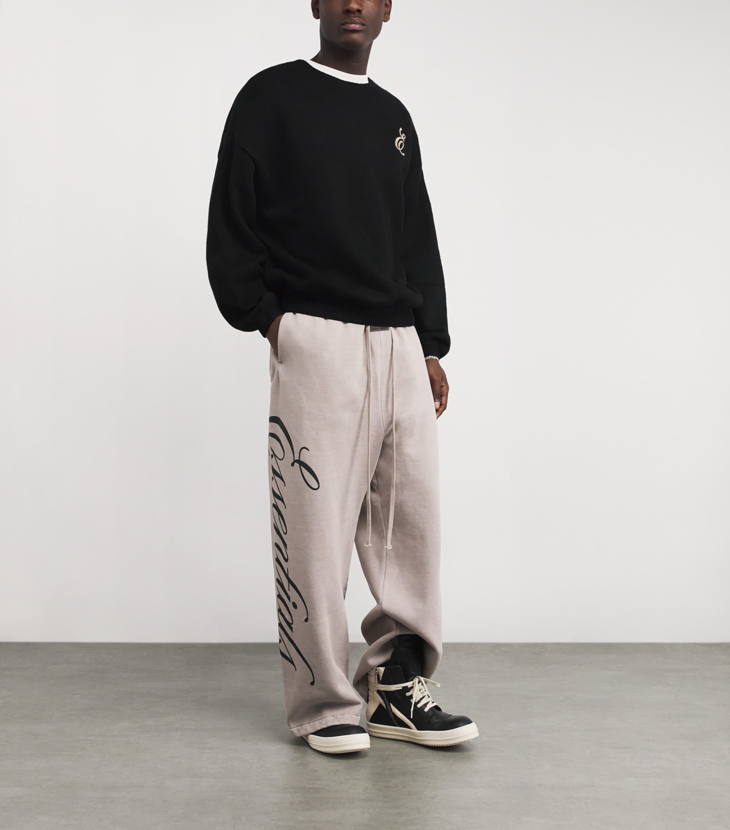 Waffle-Knit Script Sweater VINTAGE BLACK Image 2