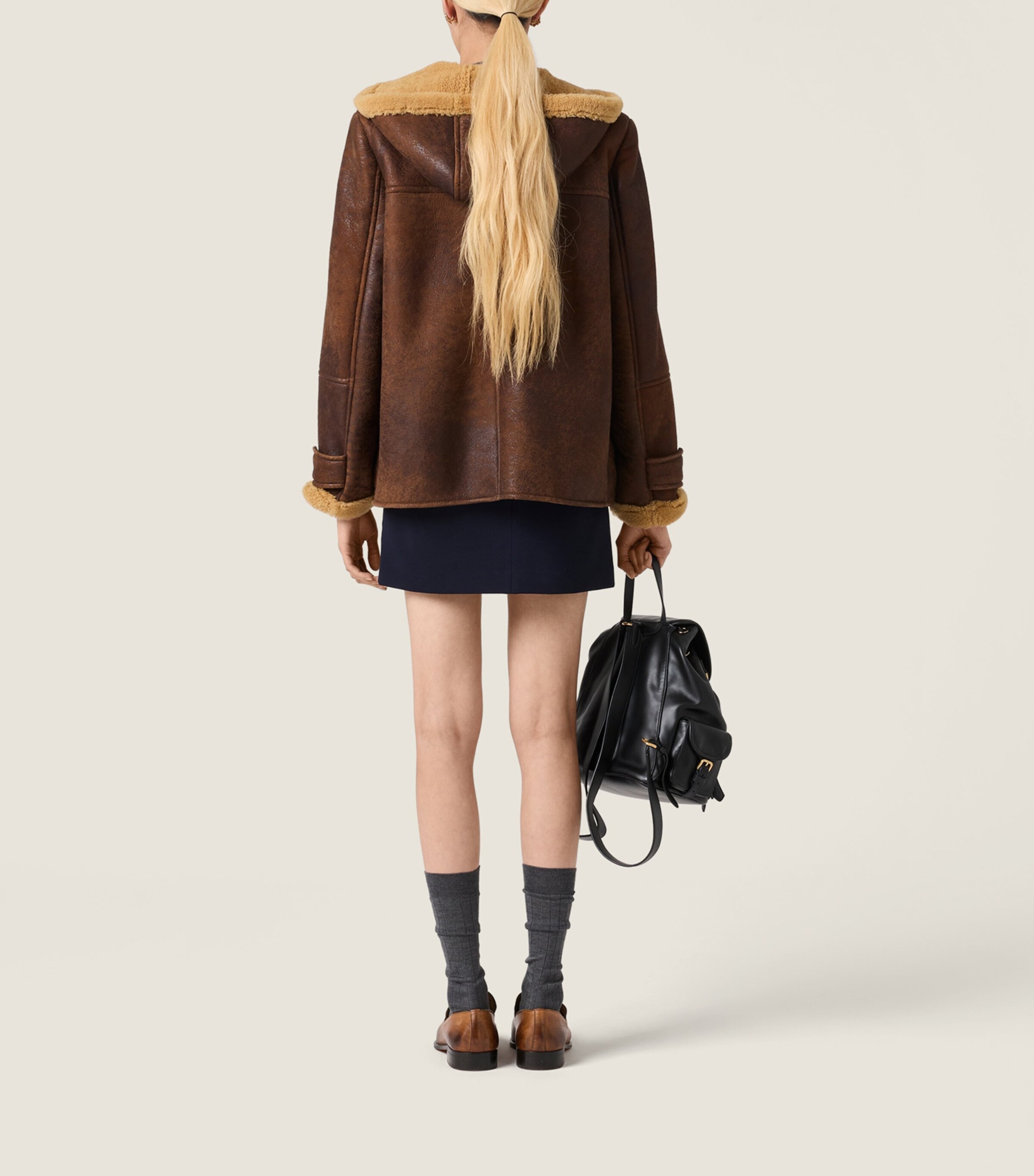 Miu Miu Womens Lambskin Logo Duffle Coat Image 3