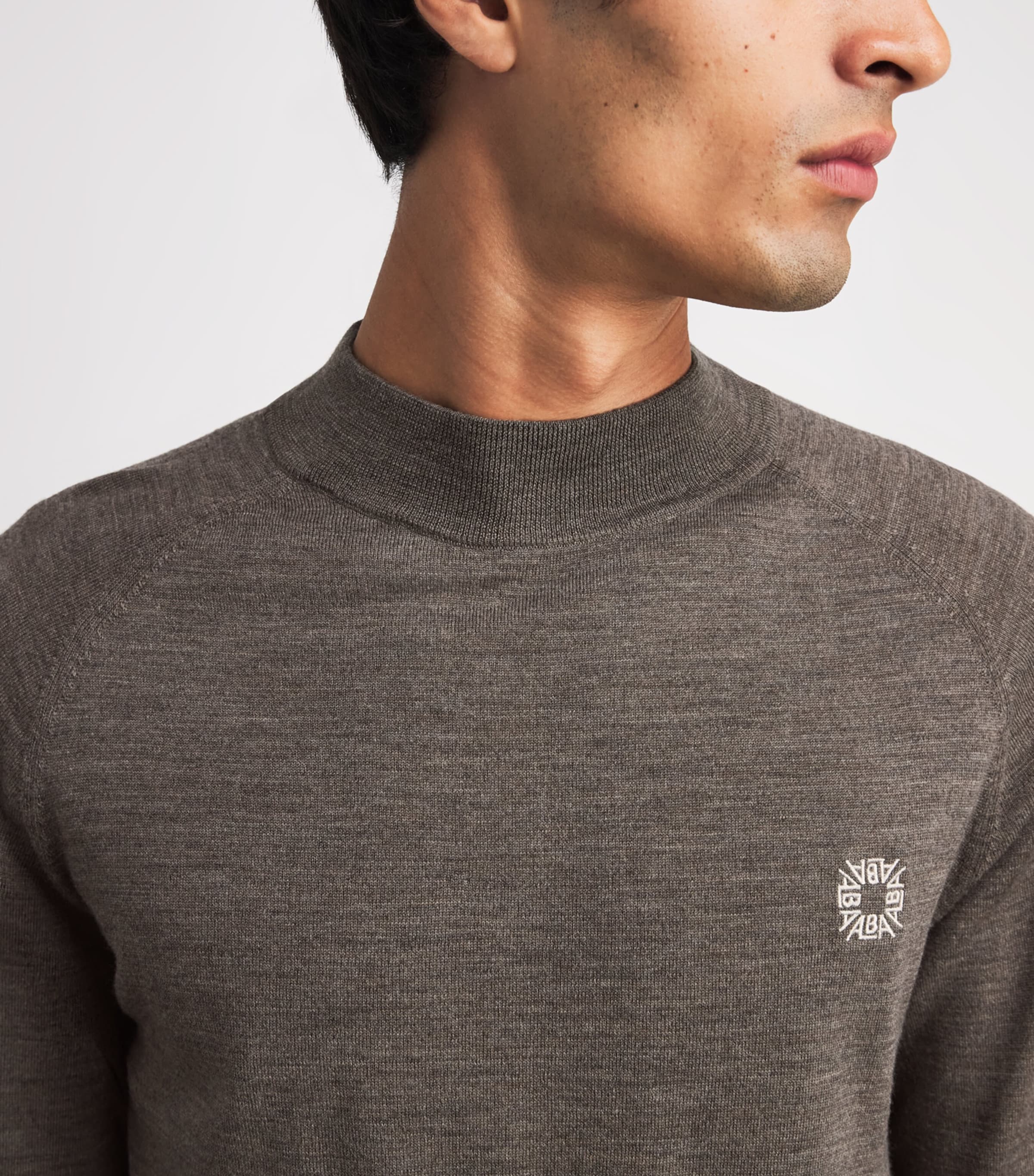 Alba Mens Wool Embroidered Sweater Melange Be Image 3