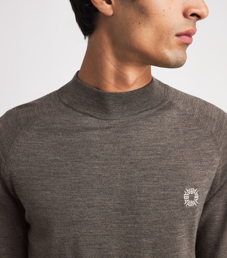 Alba Mens Wool Embroidered Sweater Melange Be Image 3