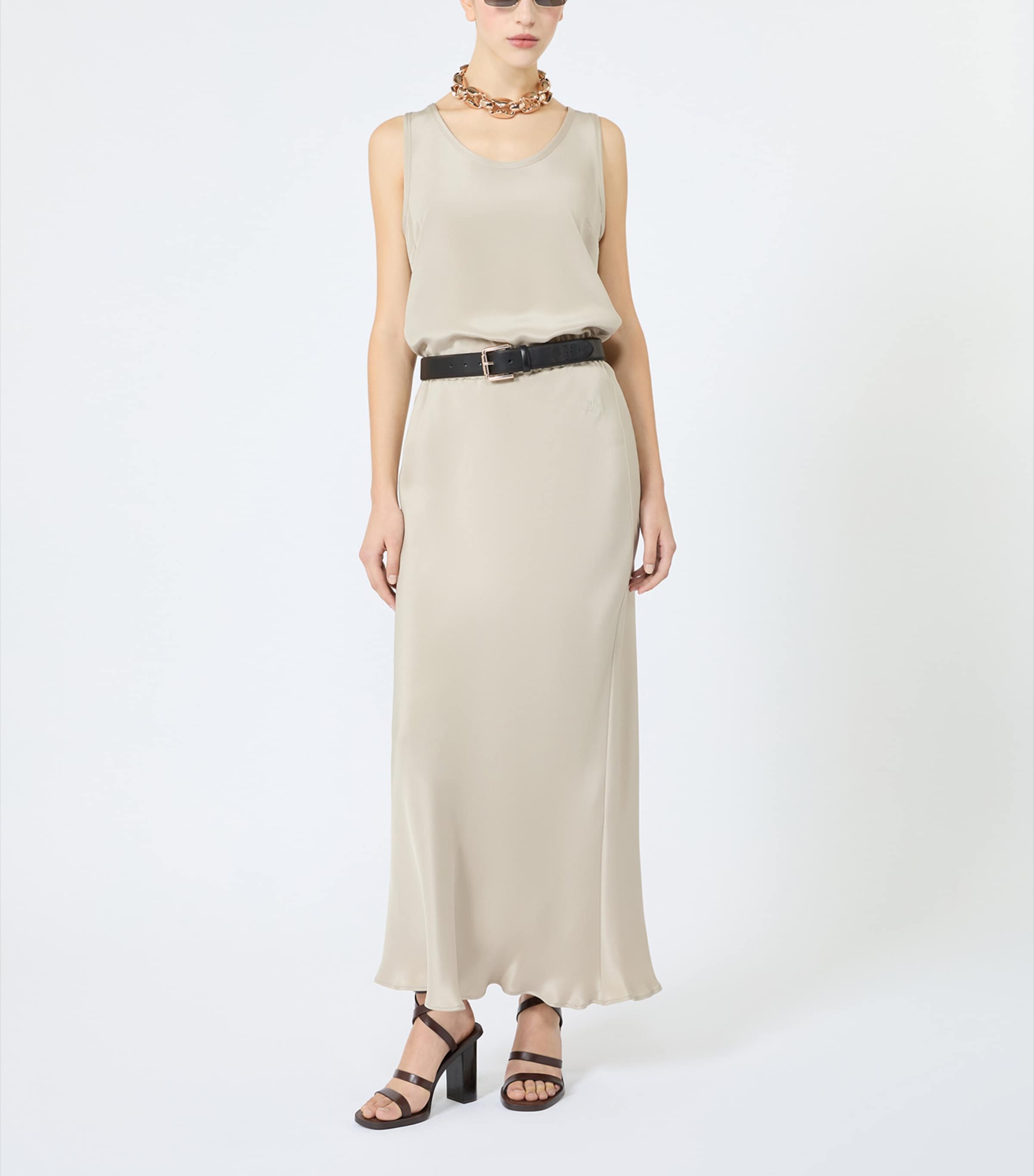 Max Mara Womens Silk Maxi Skirt Stone Image 2