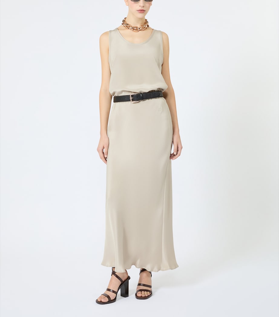 Max Mara Womens Silk Maxi Skirt Stone Image 2