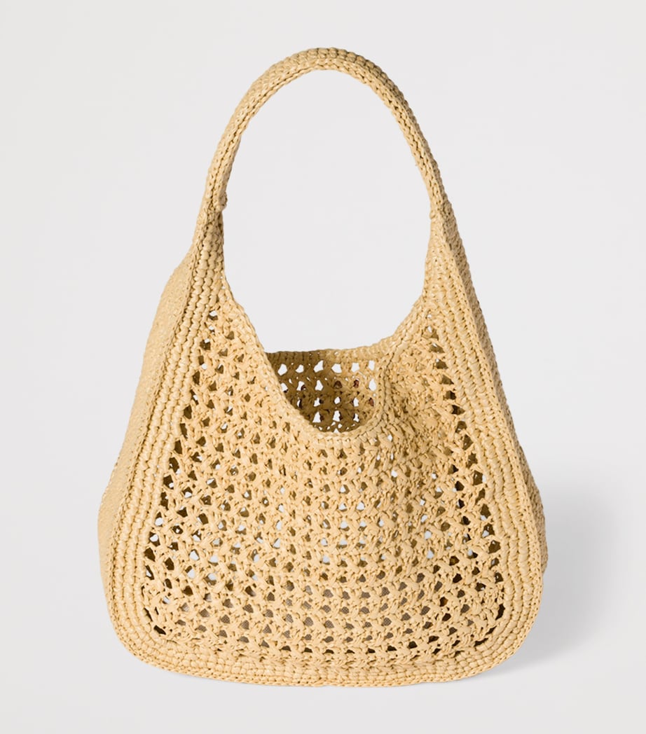 Raffia-Effect Woven Shoulder Bag F0A5T Image 4