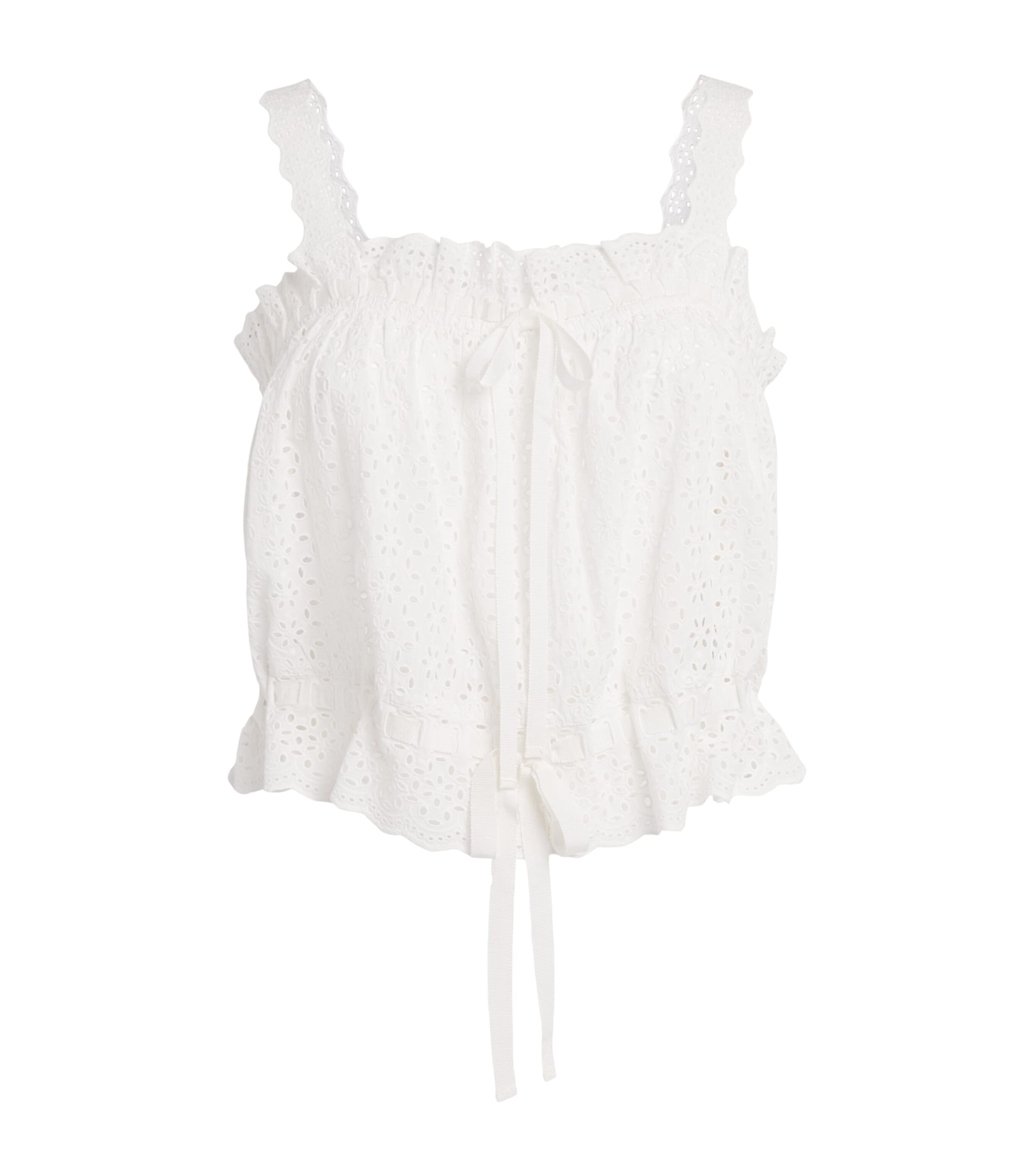 Ulla Johnson Womens Broderie Anglaise Isola Top Pristine Image 1