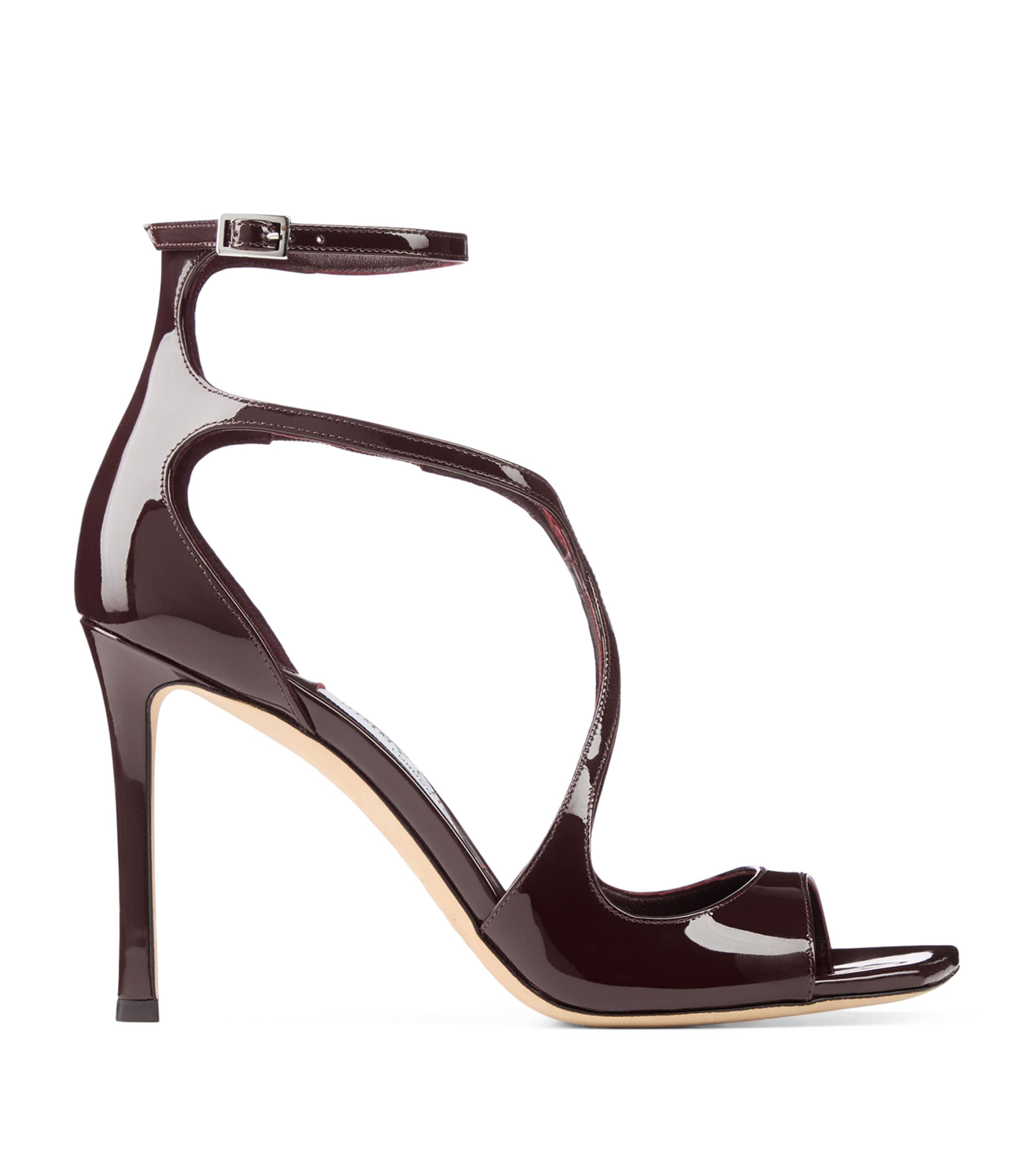 Jimmy Choo Azia 95 Sandals In Bordeaux Patent Leather In Burgundy