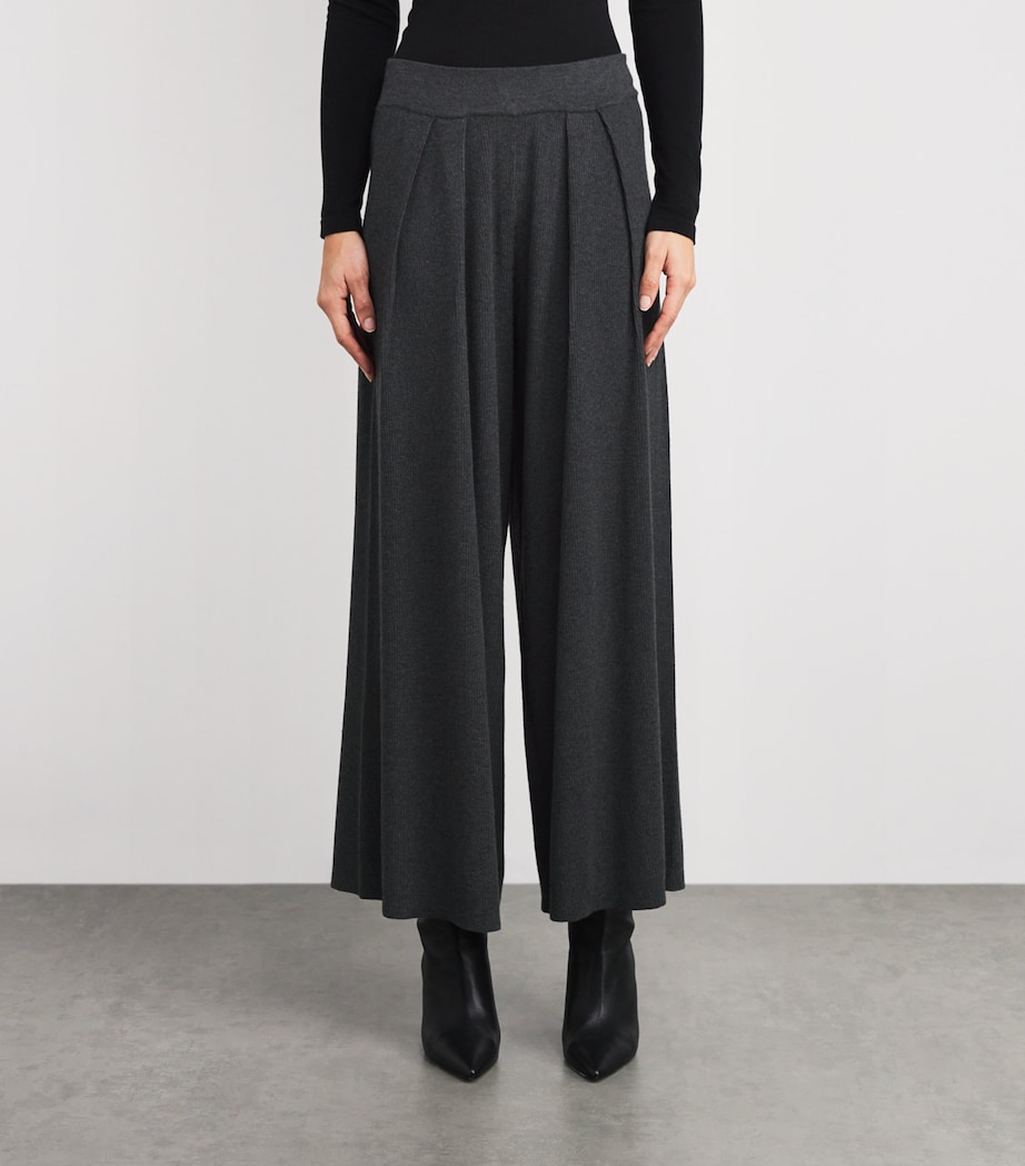 Stretch-Knit Milly Wide-Leg Trousers CHARCOAL GREY Image 3