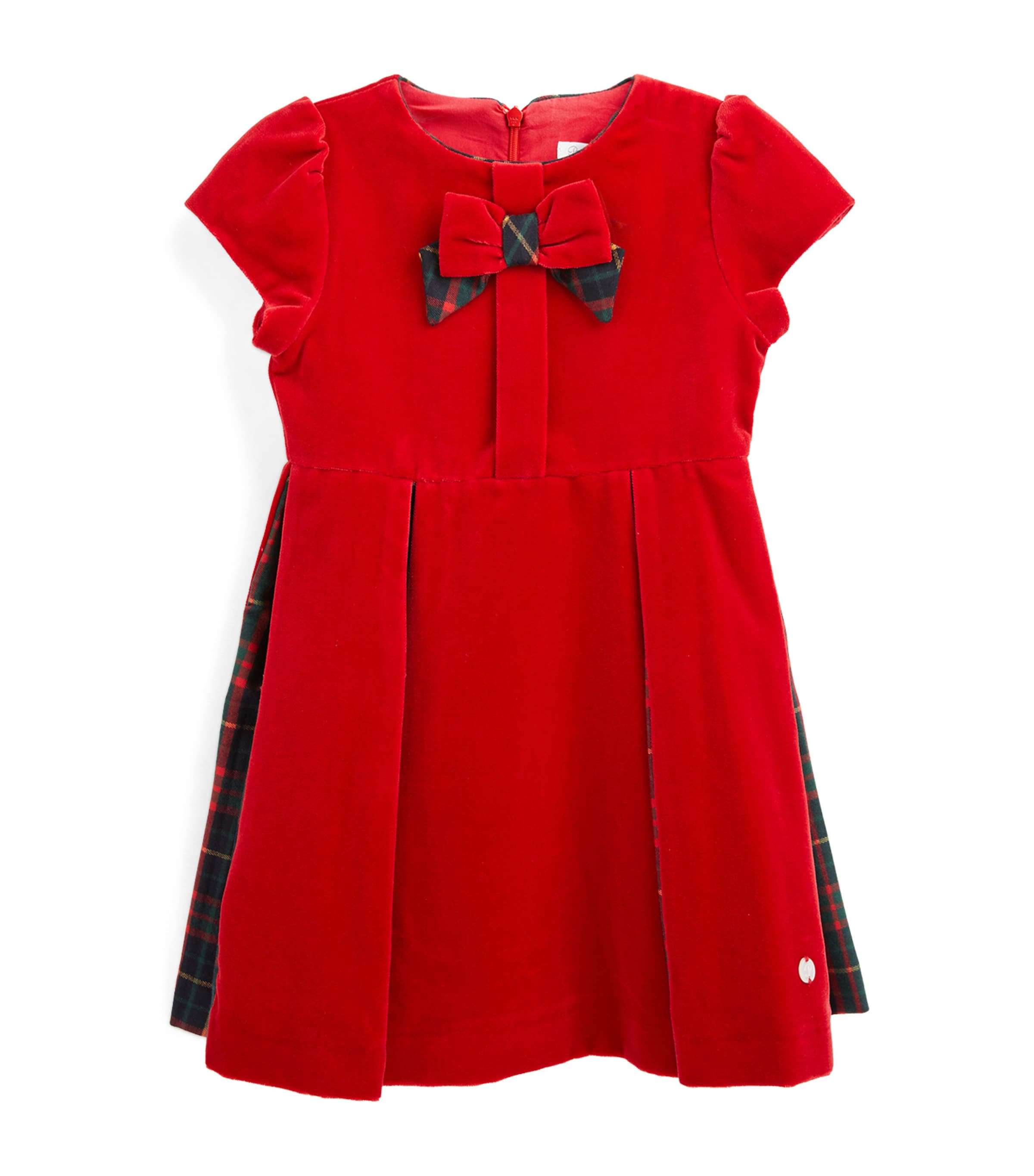 Patachou Kids' Velvet Bow-detail Dress In Red