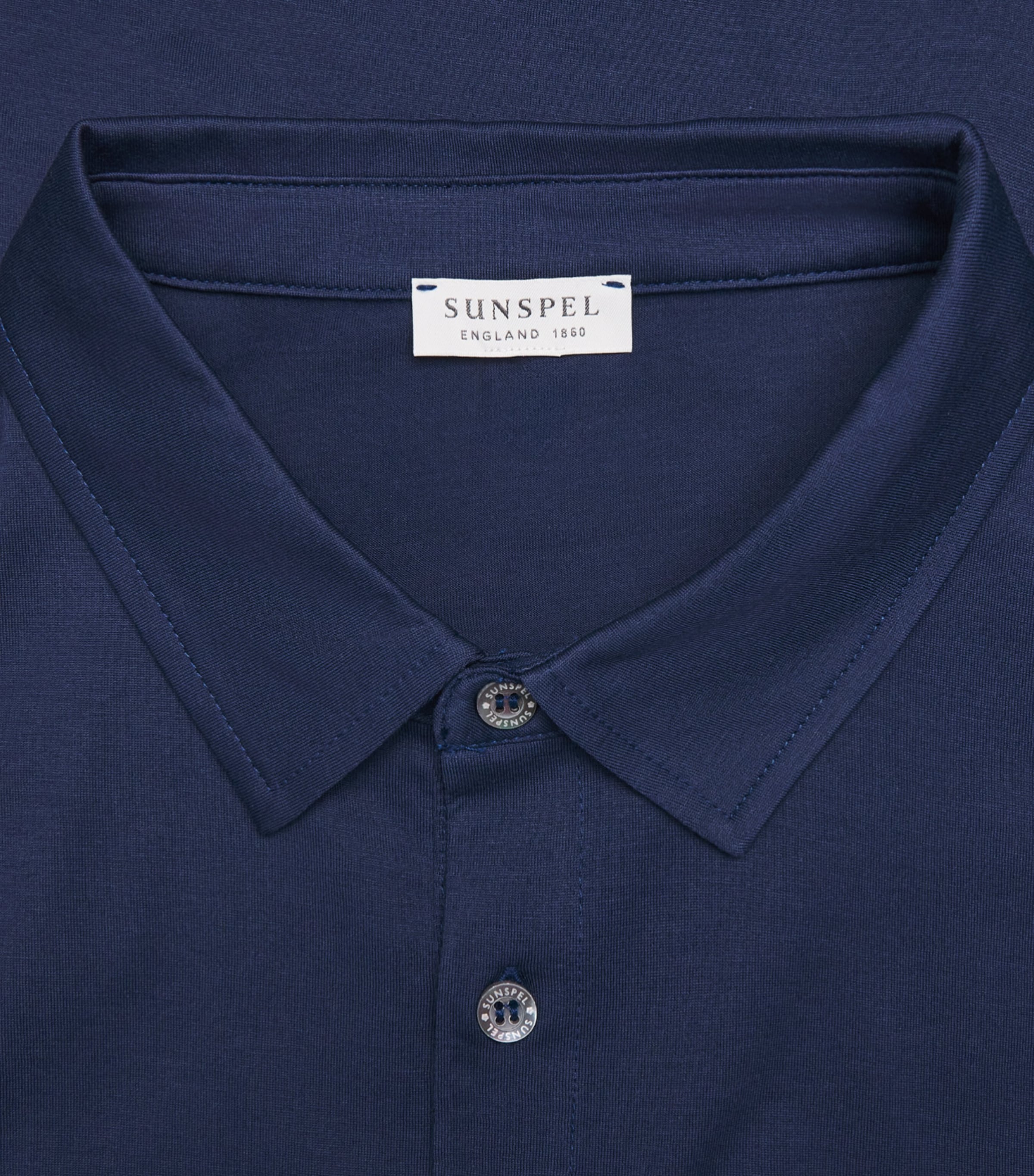 Sunspel Mens Supima Cotton Polo Shirt Buwx Ink Blue Image 6