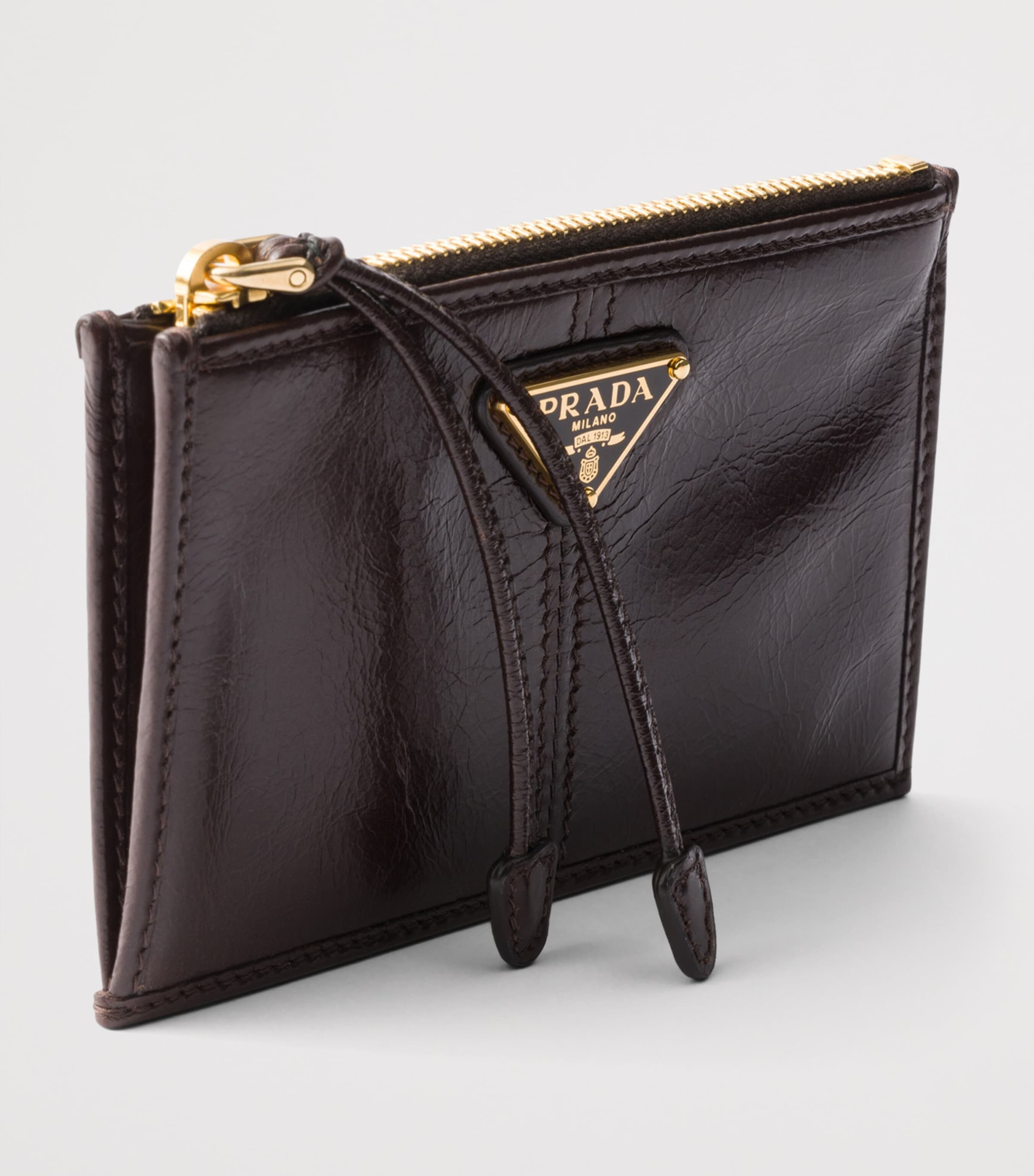 Prada Leather Zipped Card Holder Brown Image 3