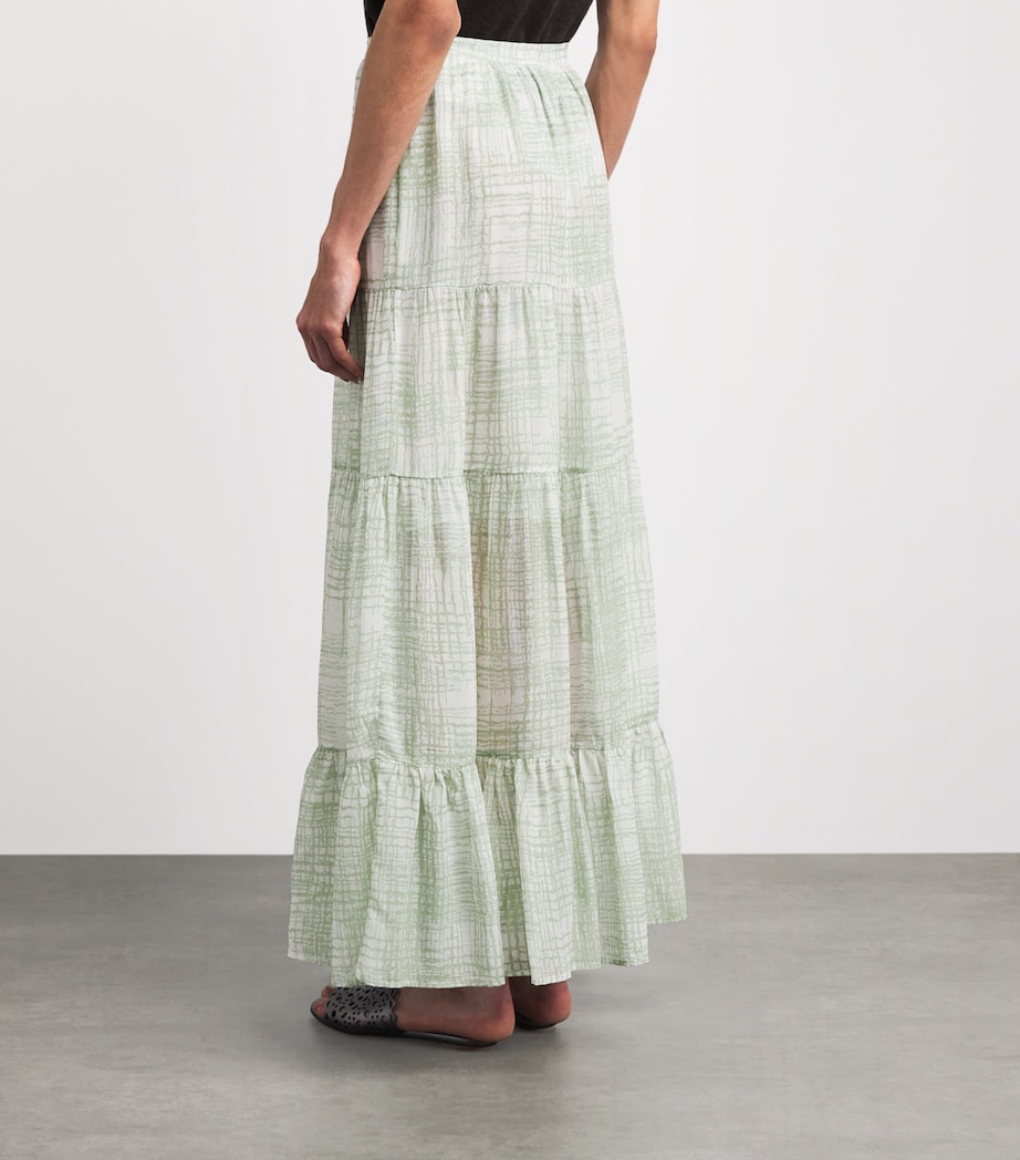 Kiton Womens Silk Printed Midi Skirt Mint Green Image 5