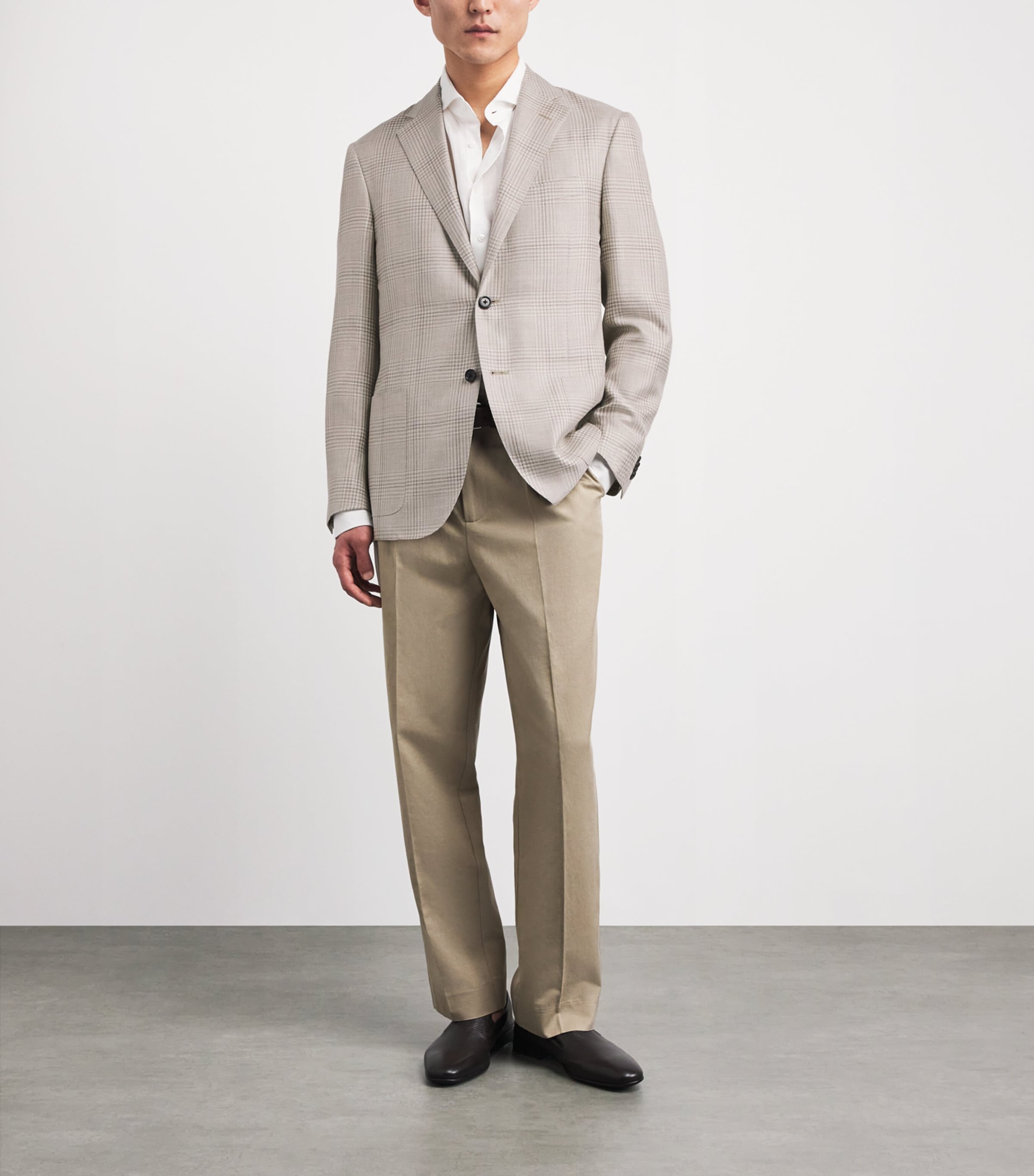 Corneliani Mens Check Leader Soft Blazer Natural / Beige Image 2