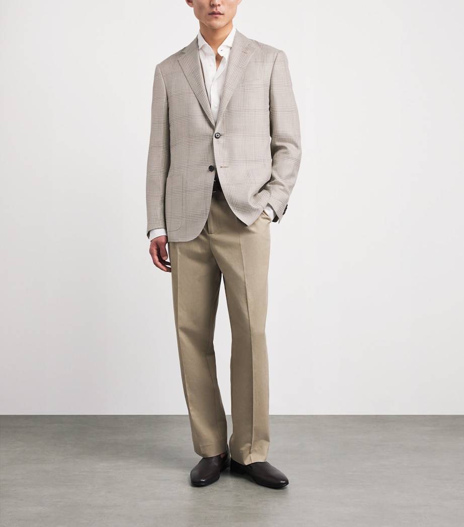 Corneliani Mens Check Leader Soft Blazer Natural / Beige Image 2