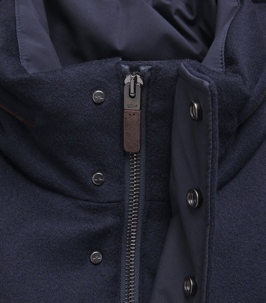 Paul & Shark Mens Cashmere Padded Hybrid Coat Blue Image 6