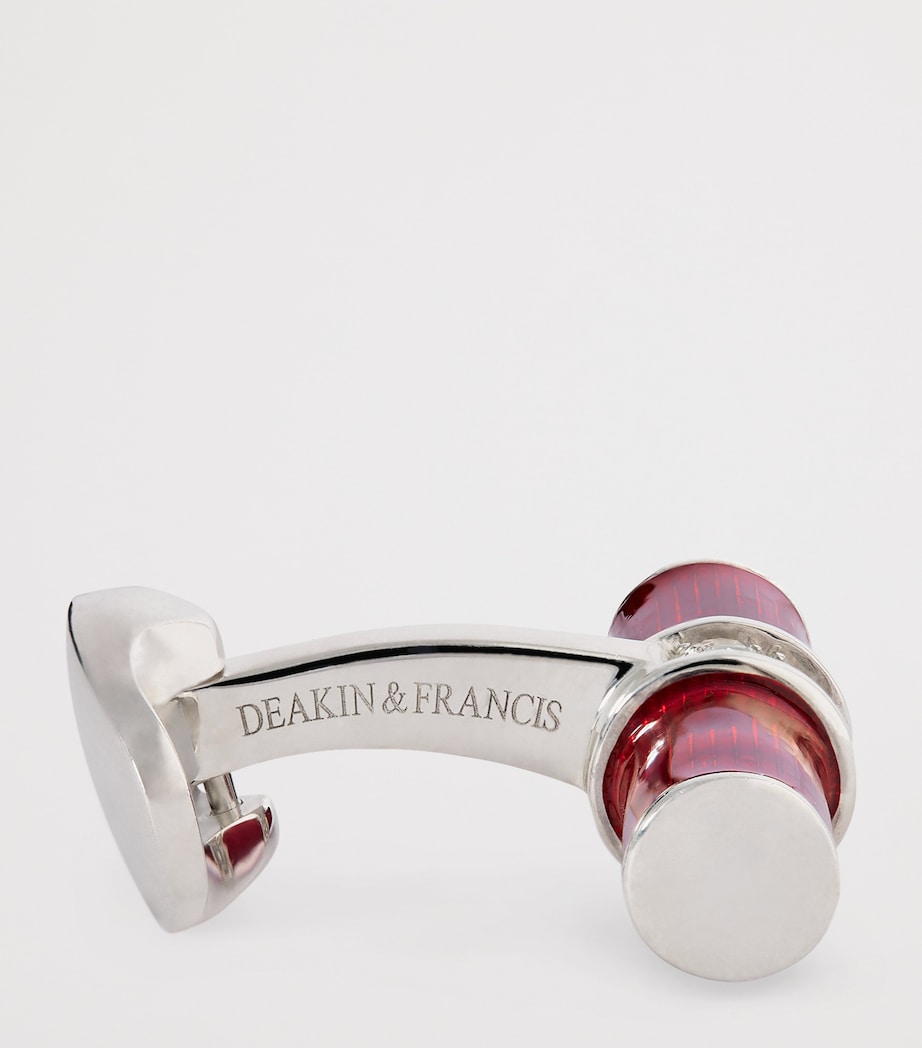 Sterling Silver Spinel Centre Cufflinks RED Image 4