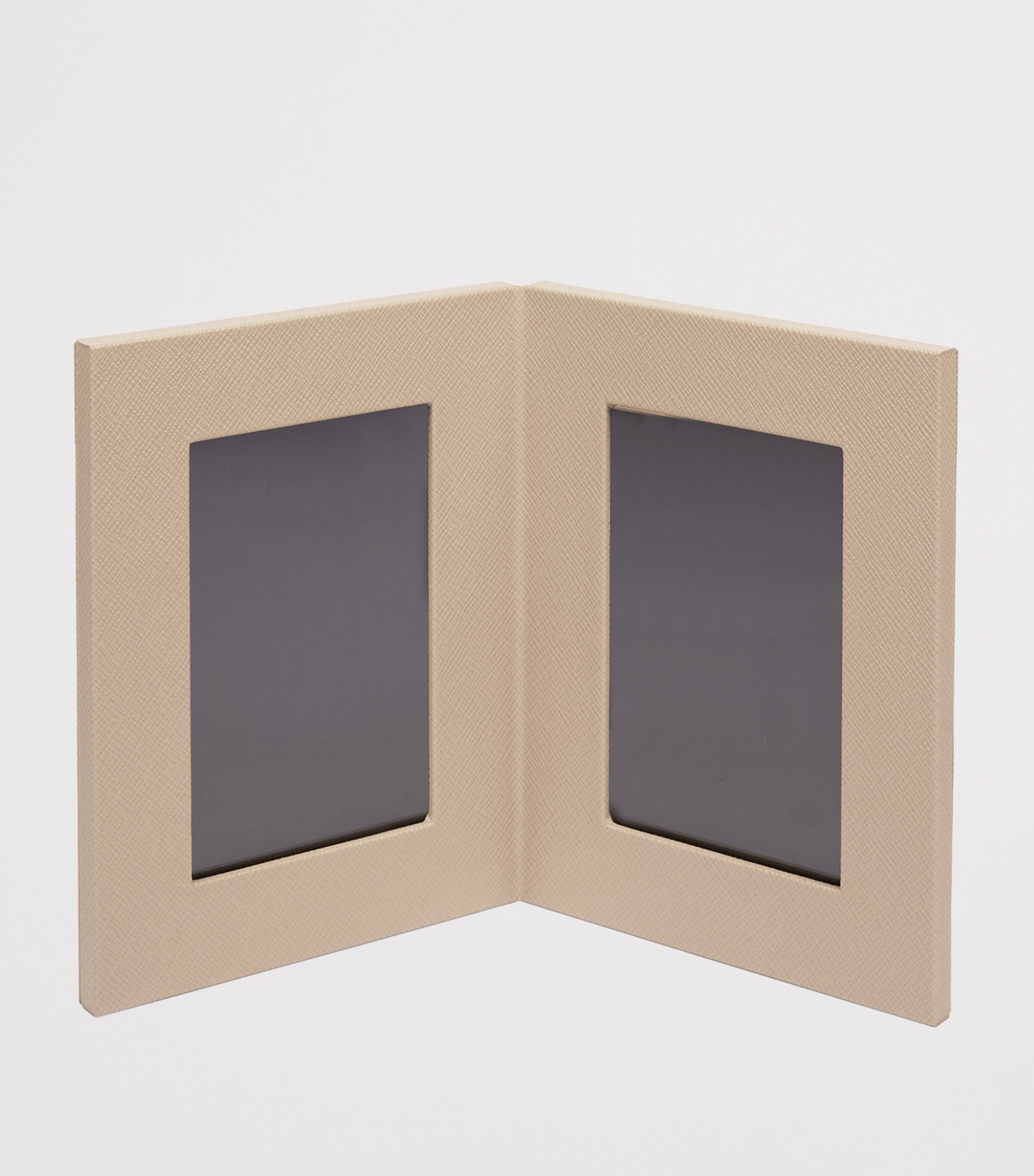 Smythson Calfskin Panama Double Frame (6” x 4”) Sdstone Image 2