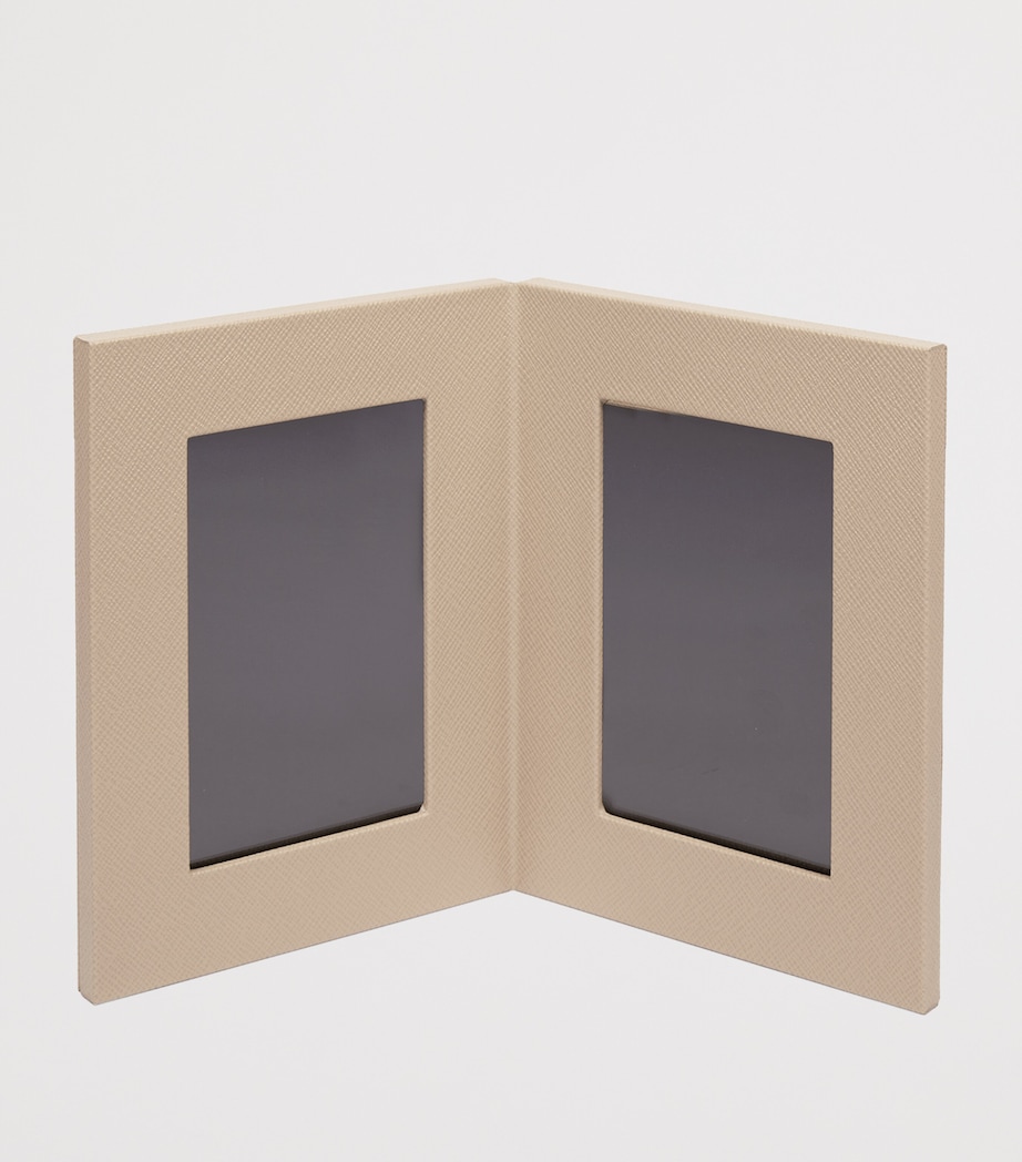 Smythson Calfskin Panama Double Frame (6” x 4”) Sdstone Image 2