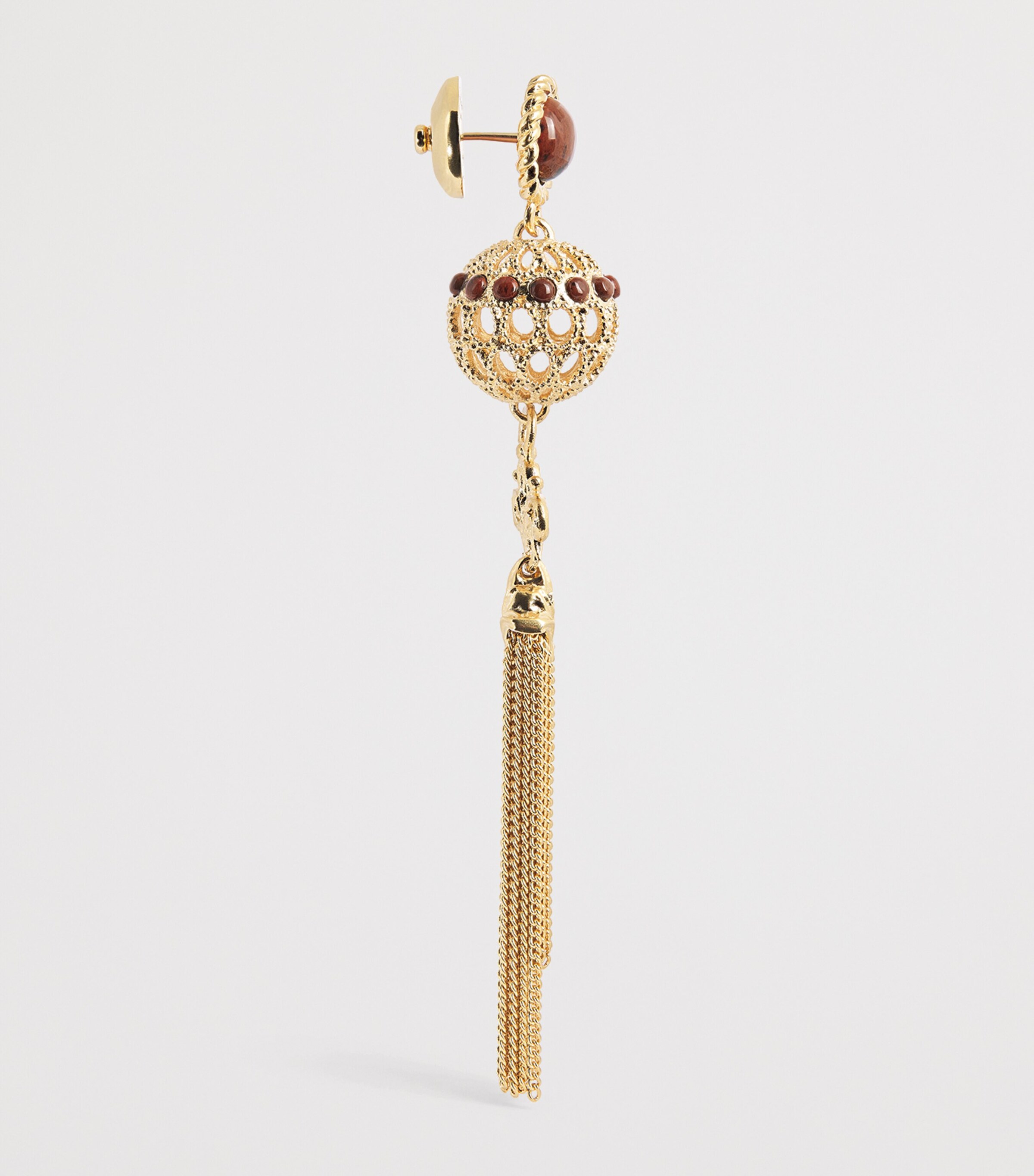 Chloé Tassle-Detail Earrings Gold And Brown Image 3