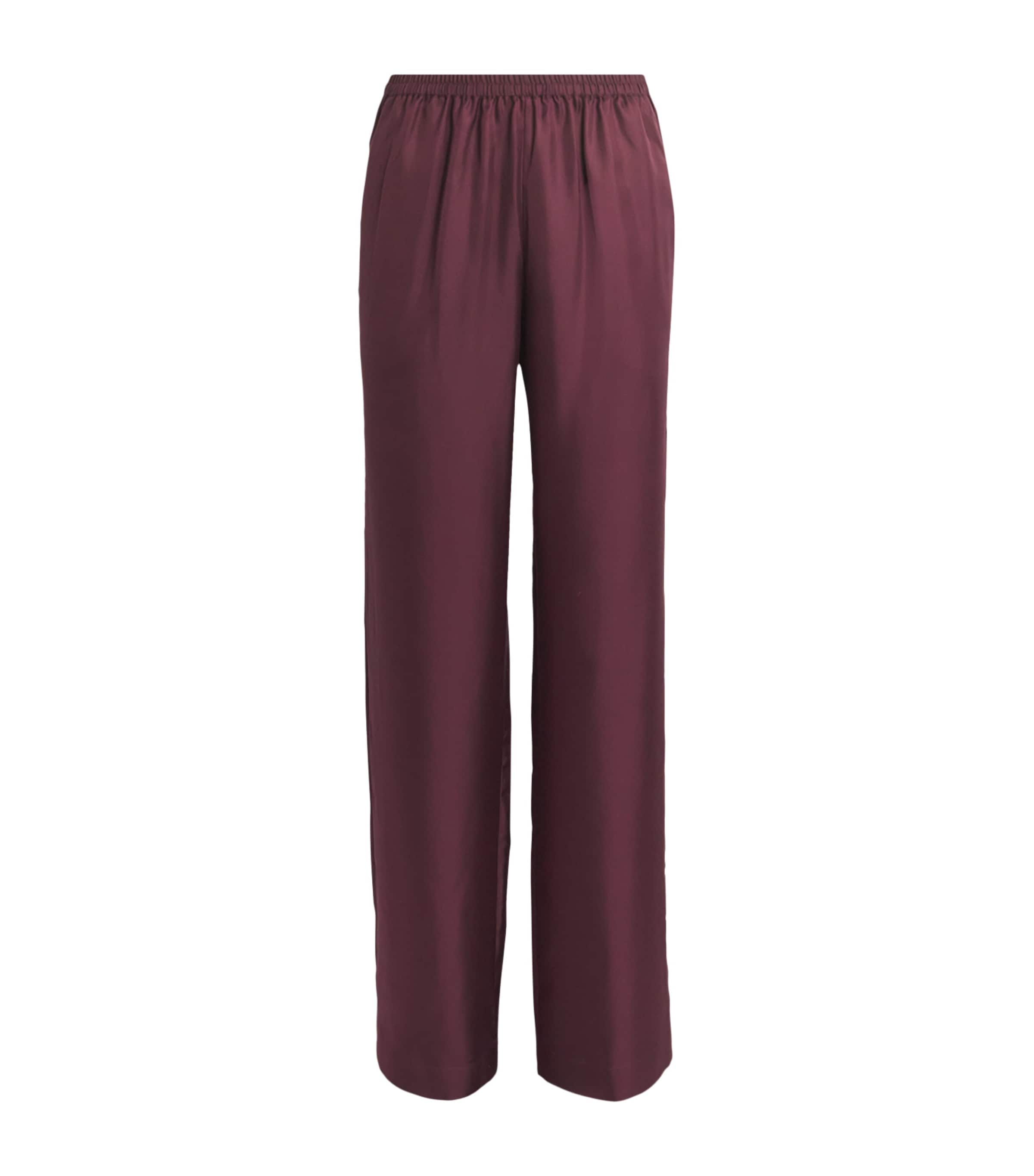 Loulou De Saison Silk Straight Alera Trousers In Burgundy