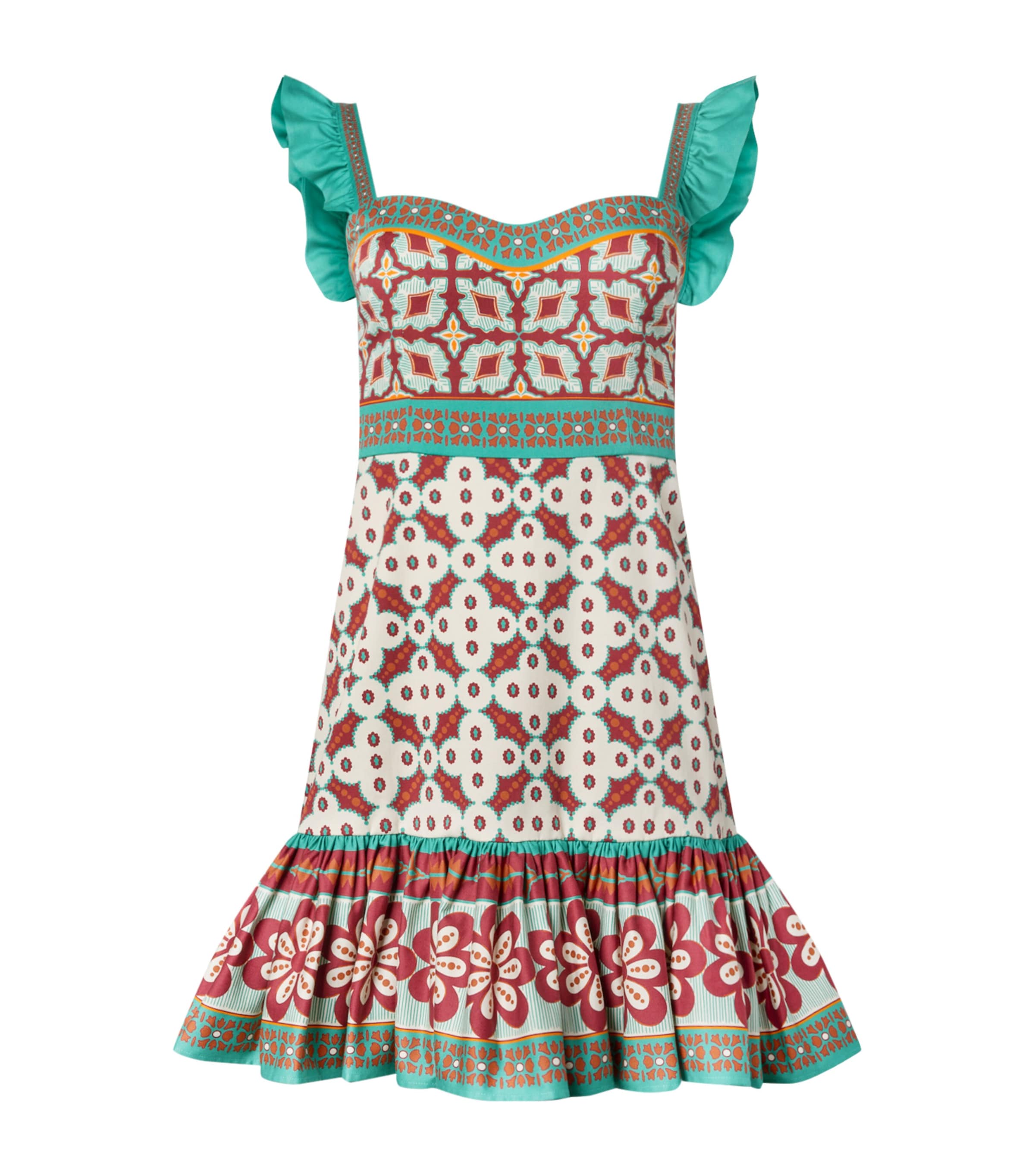 La Doublej Gingerbread Ruffled Printed Mini Dress In Multi