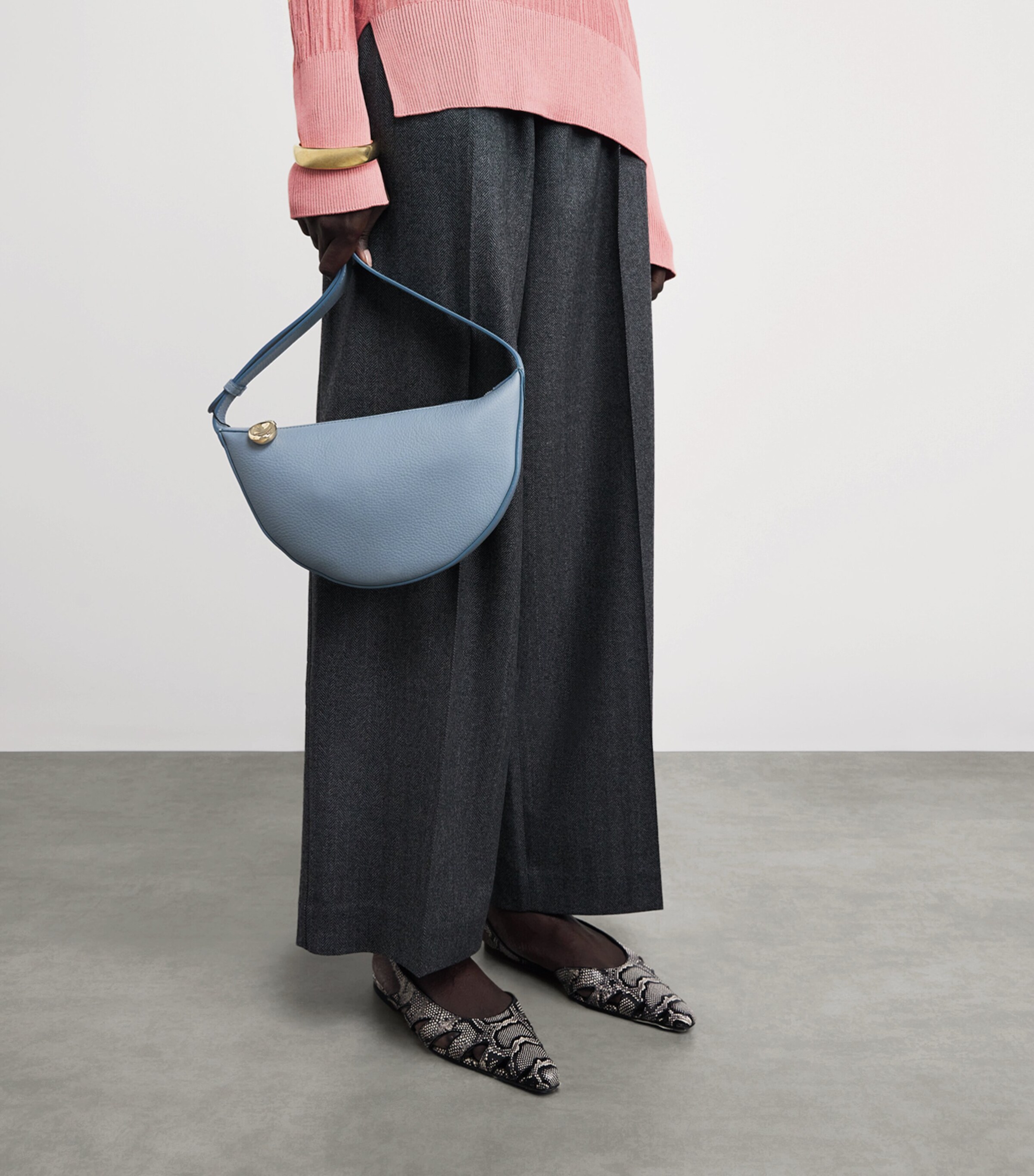 Joseph Leather Bean Shoulder Bag Chambray Image 2