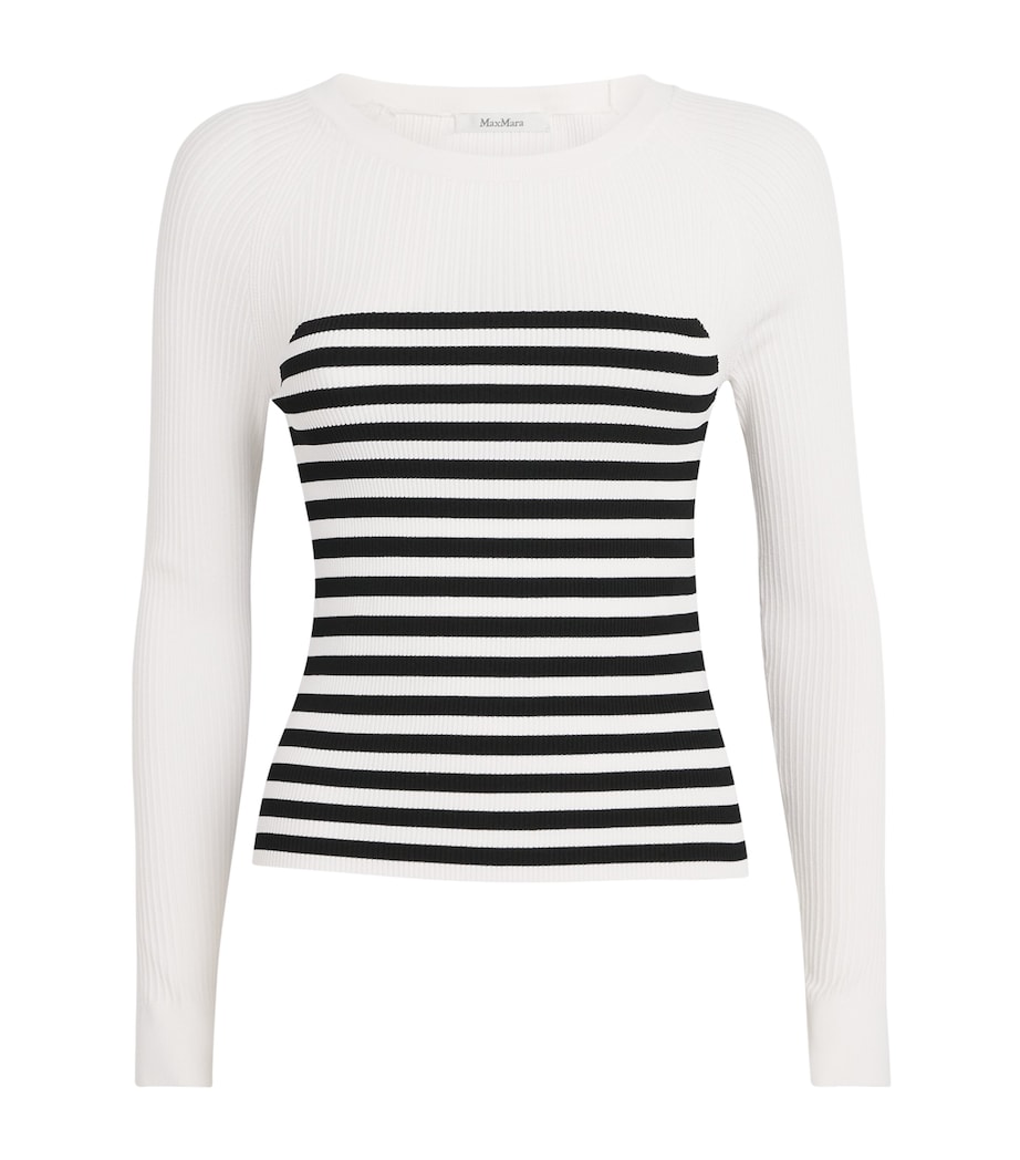 Rib-Knit Stripe Sweater WHITE Image 1
