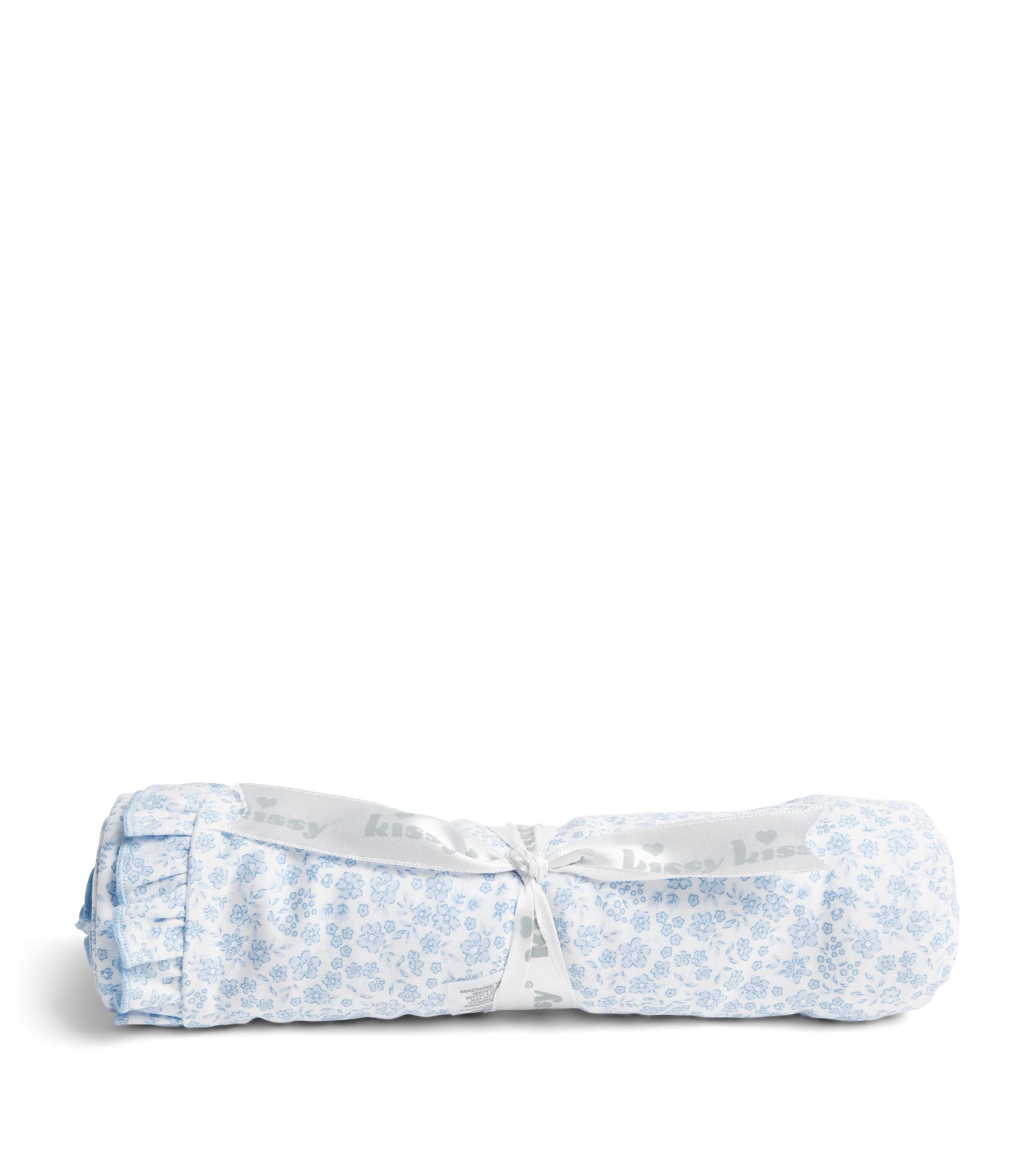 Kissy Kissy Pima Cotton Floral Blanket Light Blue Image 1