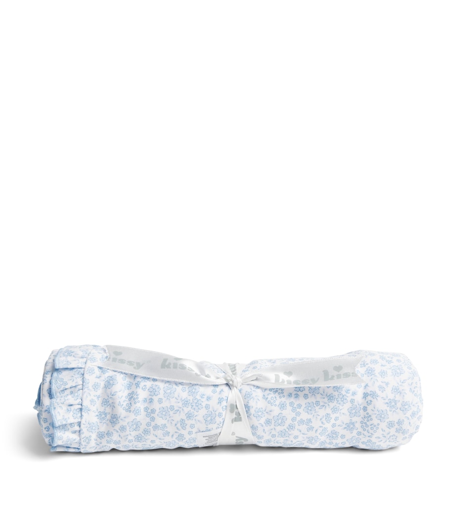 Kissy Kissy Pima Cotton Floral Blanket Light Blue Image 1