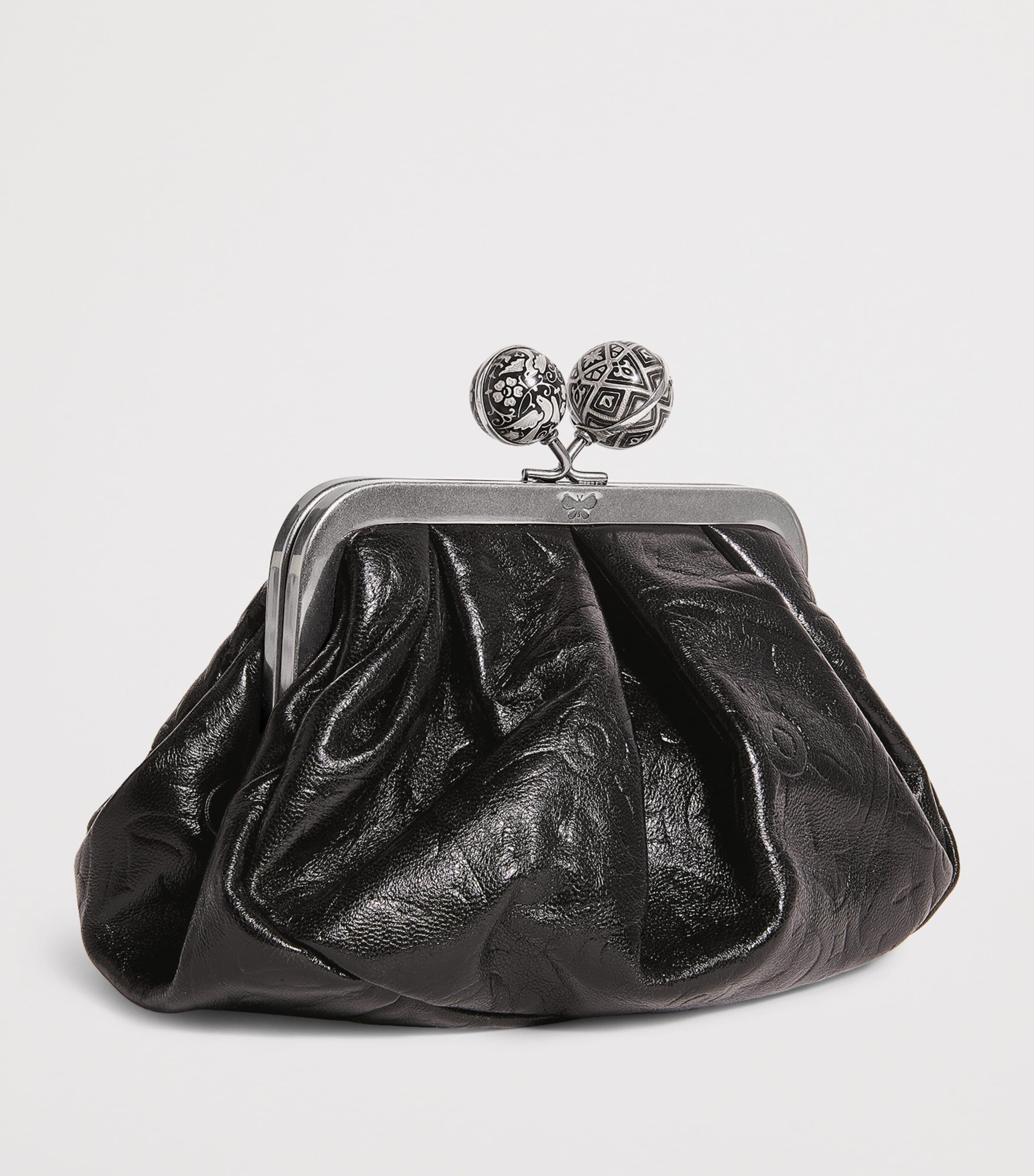 Leather Spanish Heritage Pasticcino Clutch Bag BLACK Image 3