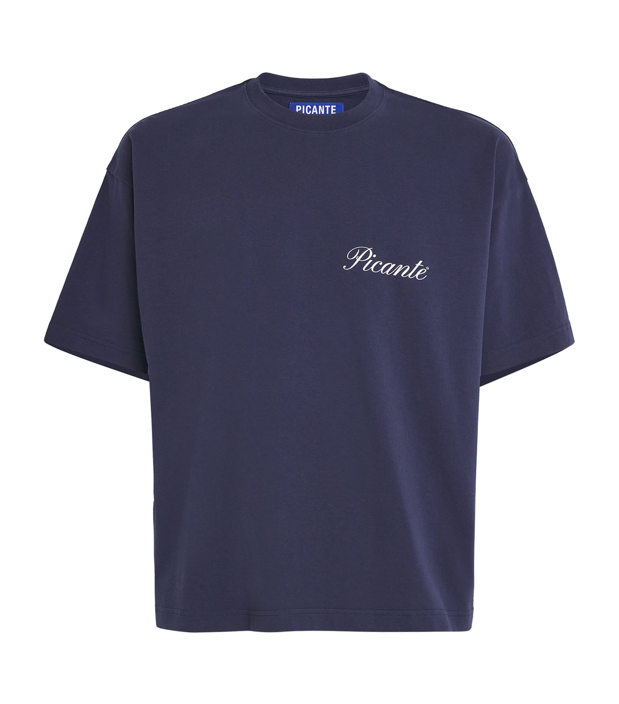 PICANTE Mens Organic Cotton Tailor Logo T-Shirt Navy Image 1