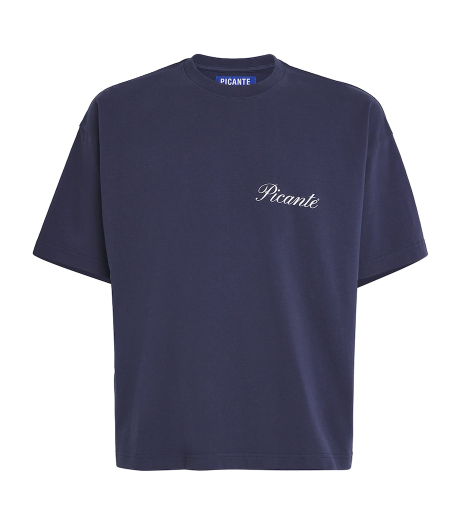 PICANTE Mens Organic Cotton Tailor Logo T-Shirt Navy Image 1