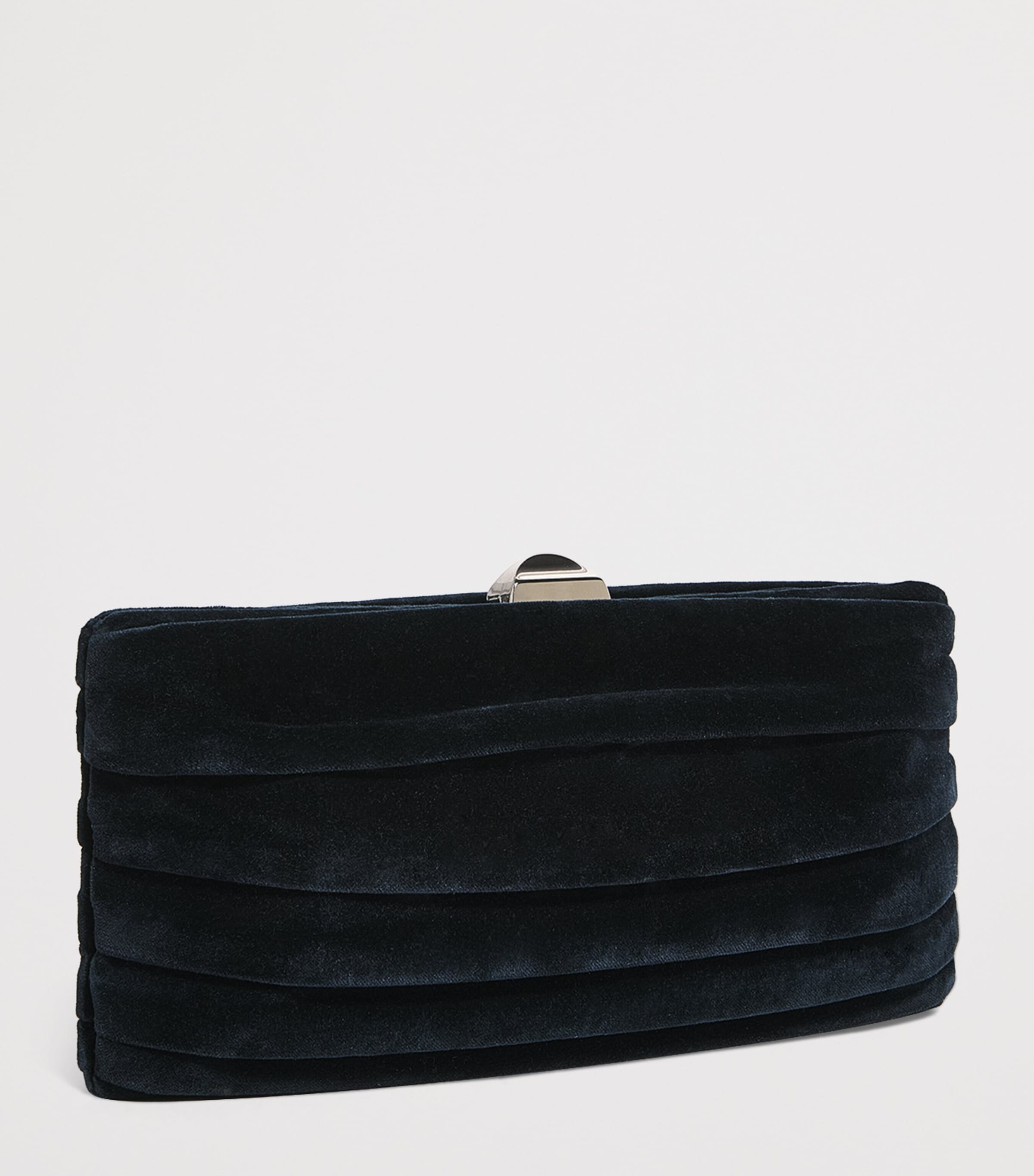 Velvet Plissé Clutch Bag 0301 NAVY Image 3