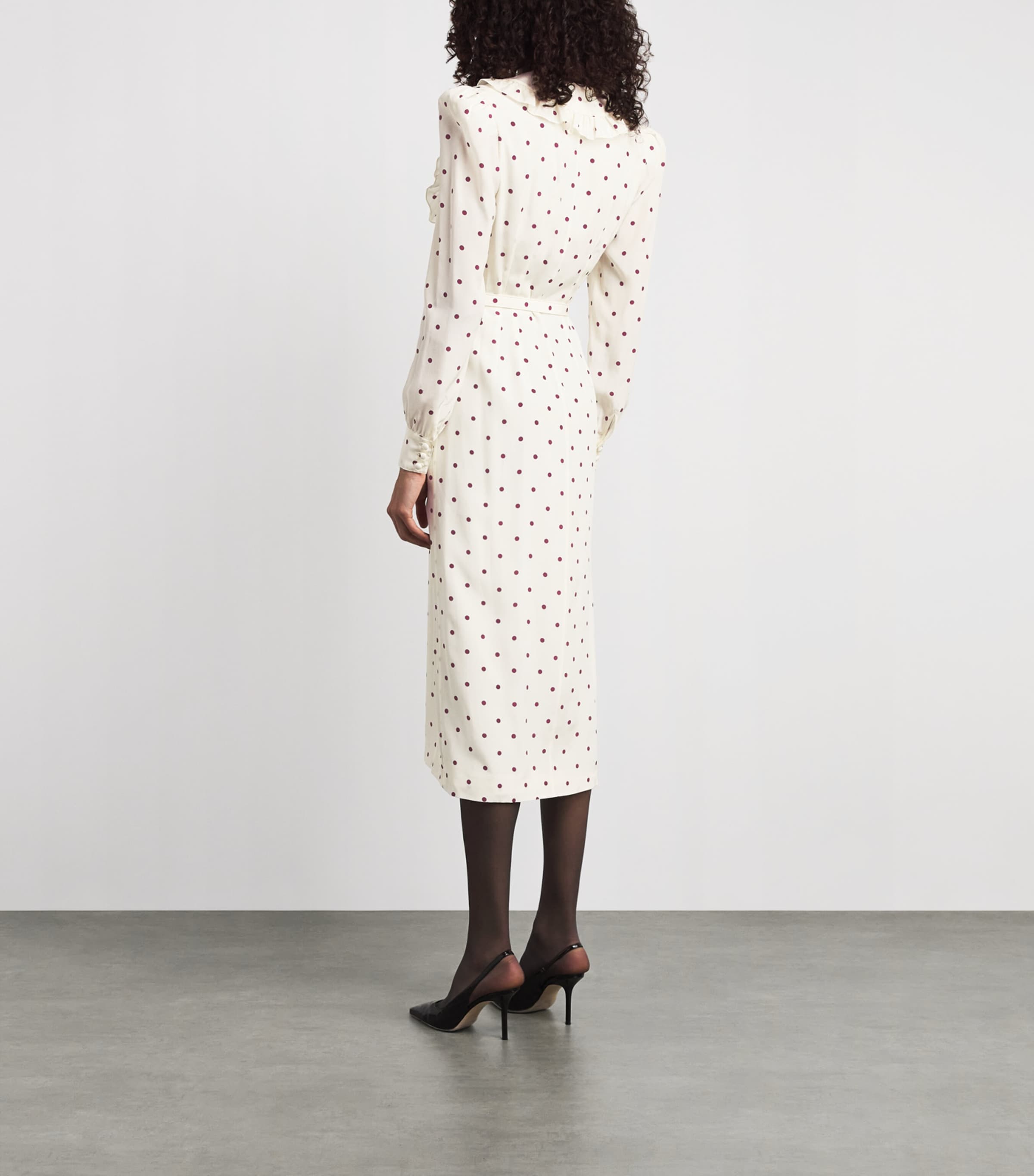 Alessandra Rich Womens Silk Printed Midi Dress Cream Bordeaux Image 4