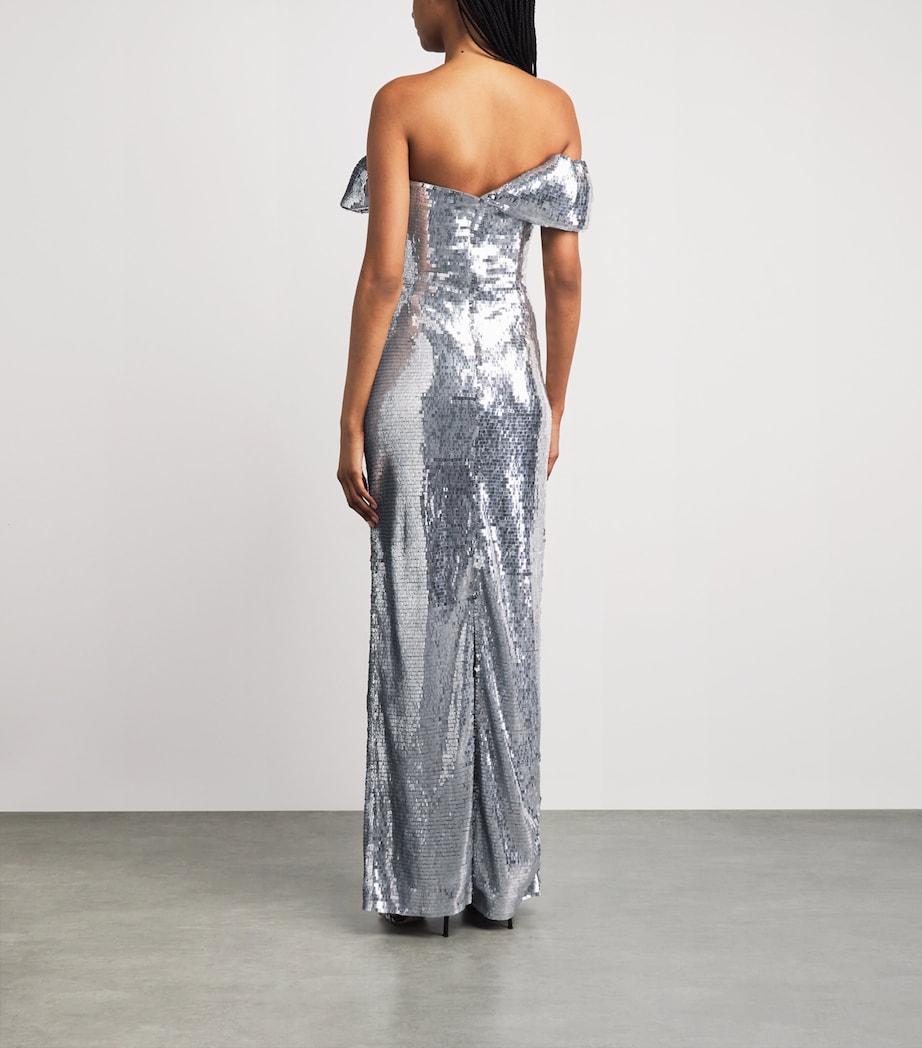 Rachel Gilbert Womens One-Shoulder Tamzin Gown Silver Image 4