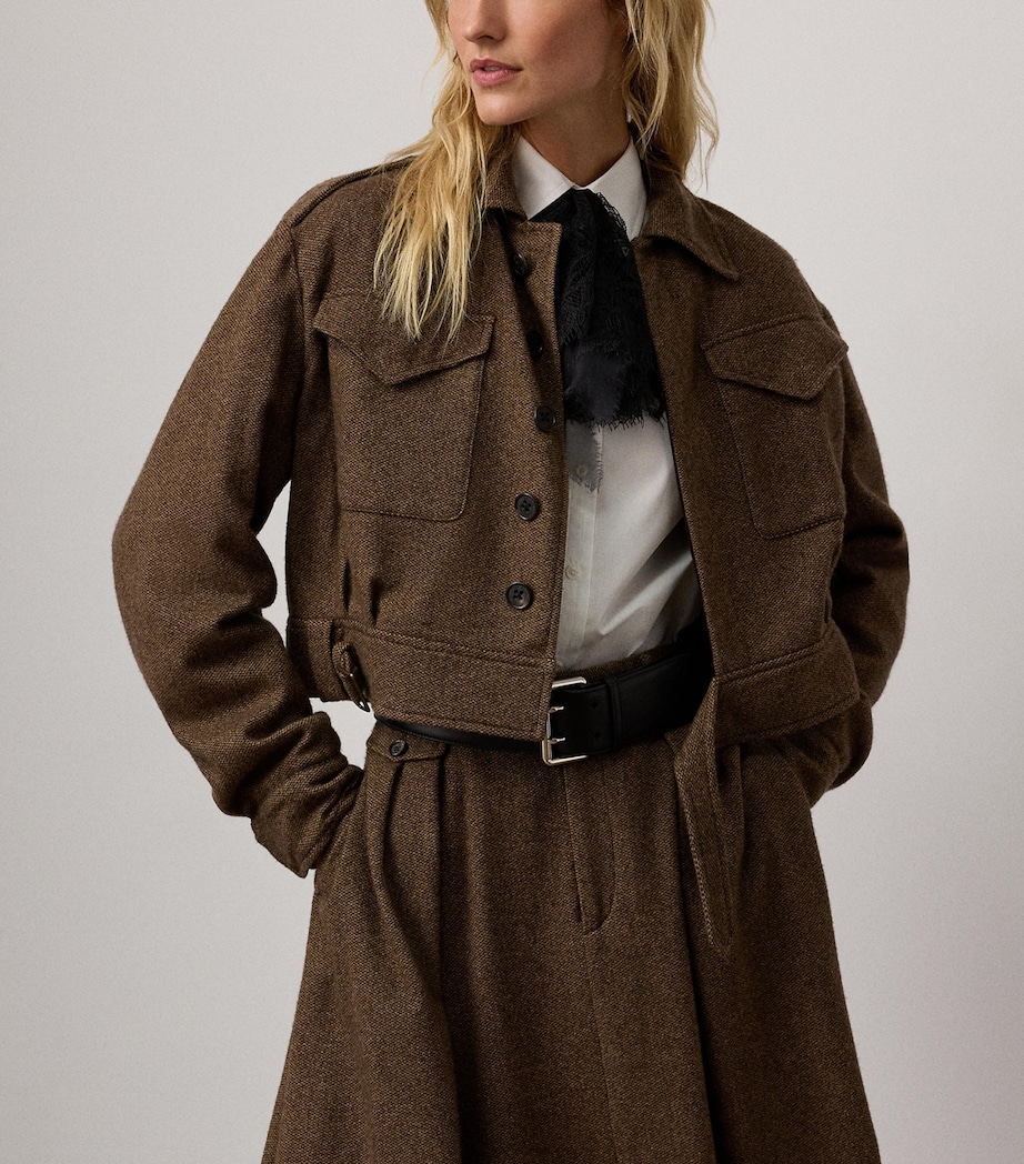 Birdseye Tweed Maddison Bomber Jacket DARK BROWN Image 7