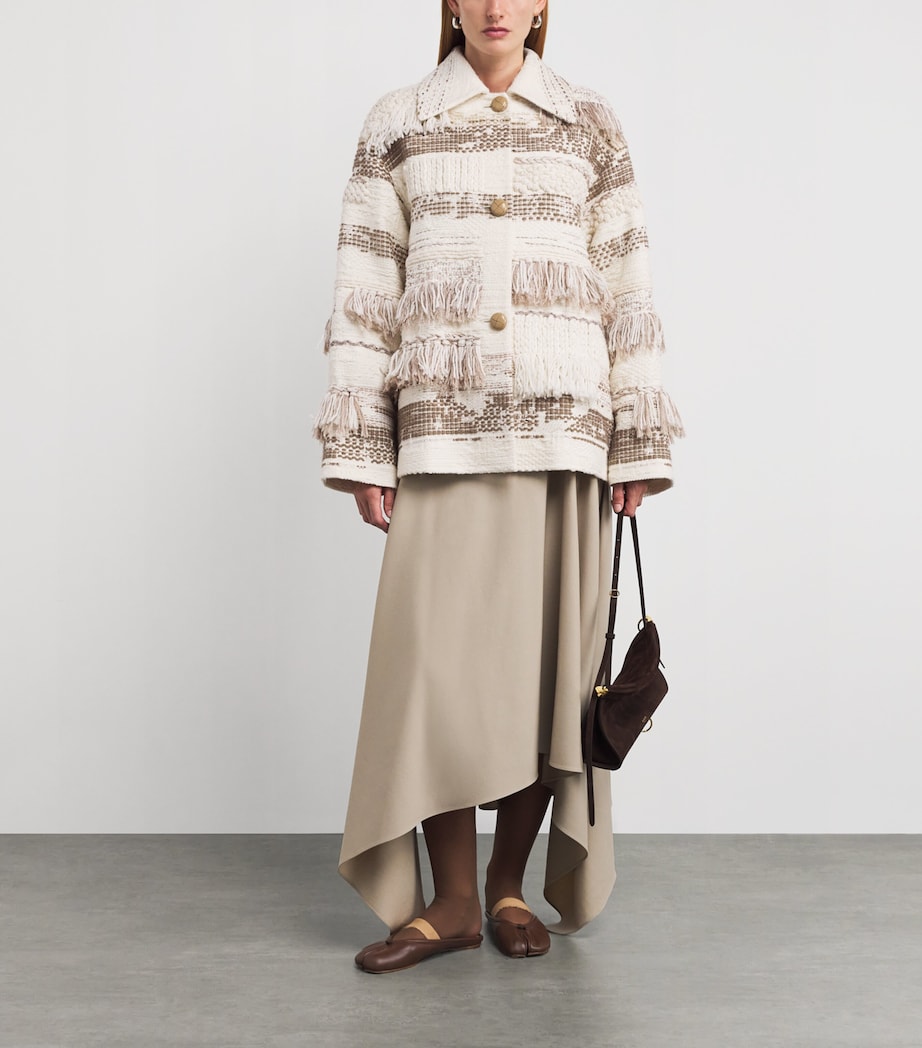 Merino-Cashmere Woven Fringe Jacket 0002100 CLOUD MULTI Image 2