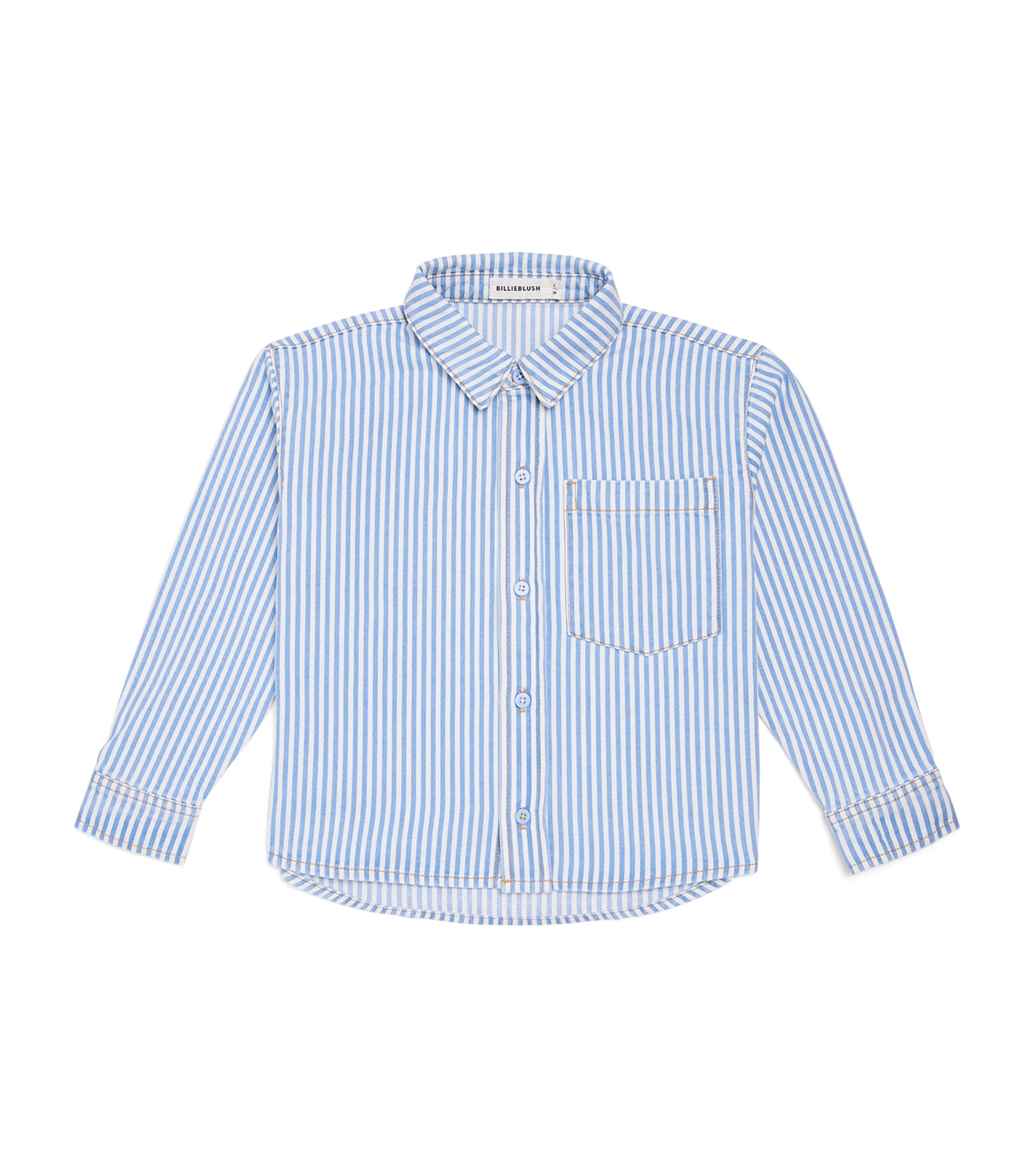 Cotton Stripe Shirt (2-6 Years) WHITE  BLUE Image 1
