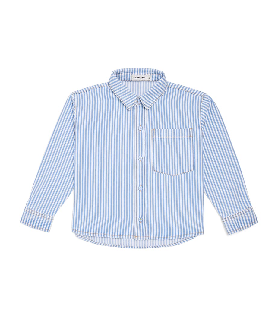 Cotton Stripe Shirt (2-6 Years) WHITE BLUE Image 1