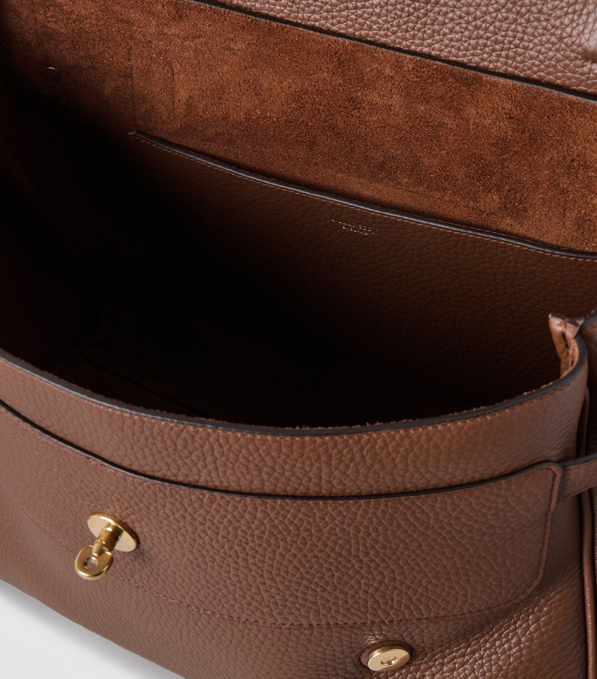 Oversized Grained Leather Alexa Satchel BRIGHT OAK Image 4